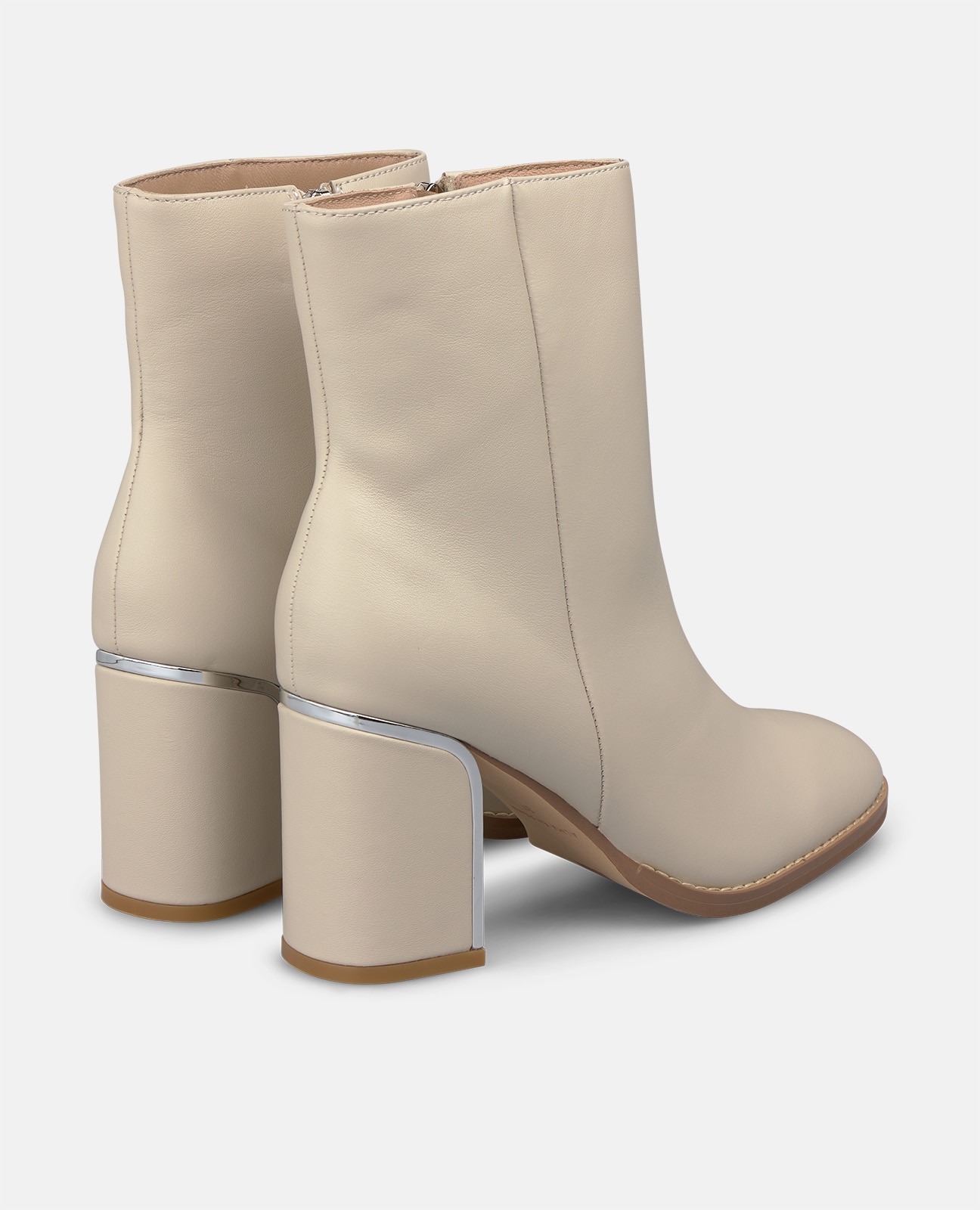 Botines básicos de mujer en napa con cierre de cremallera - Crema Crema-2