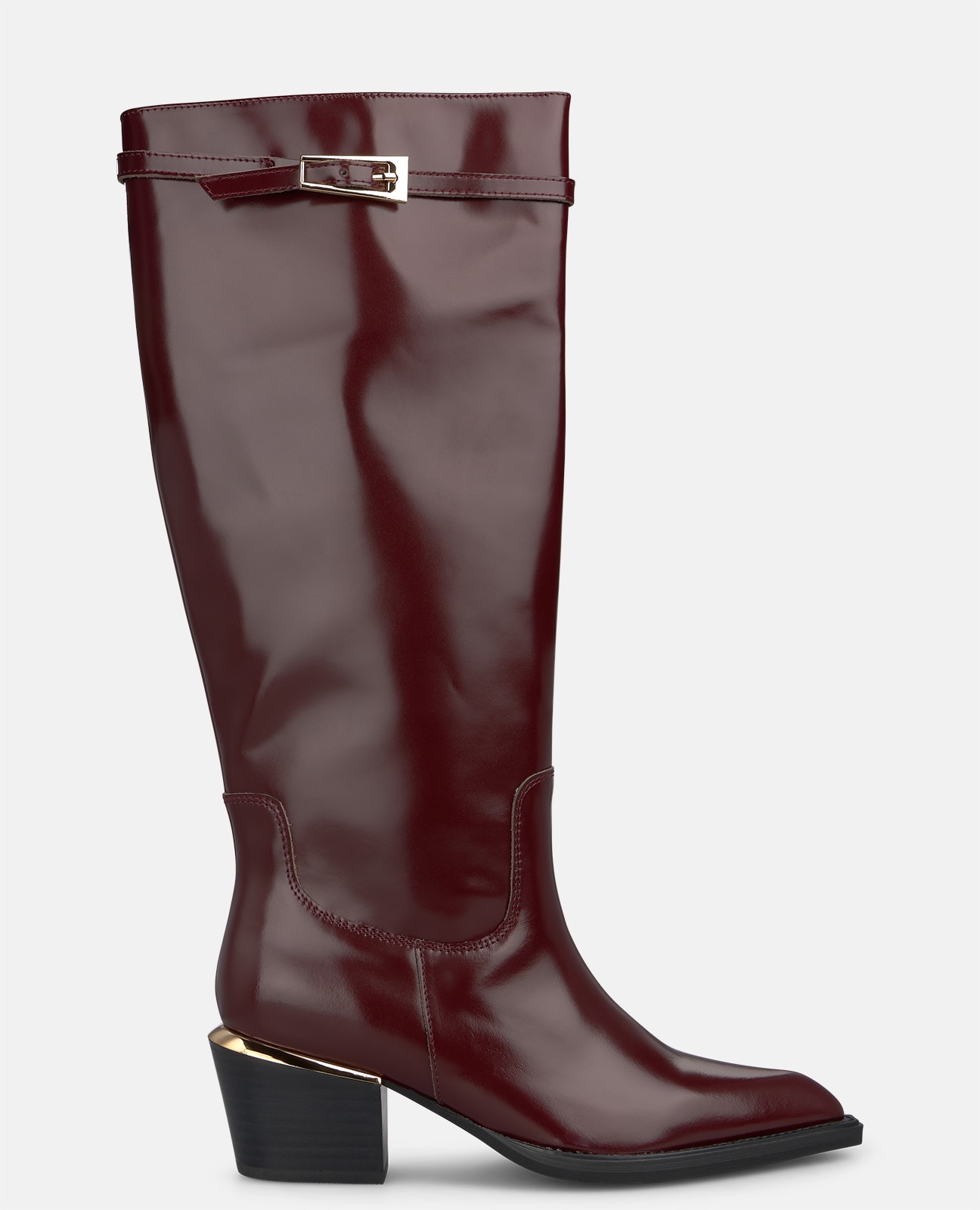 Imagen 0 de Botas básicas de mujer en napa con hebilla Burdeos