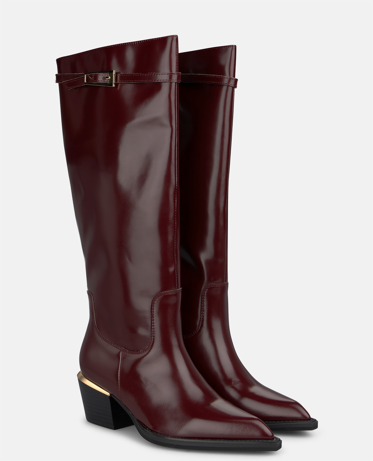 Botas básicas de mujer en napa con hebilla - Alma en Pena - Burdeos Burdeos-3