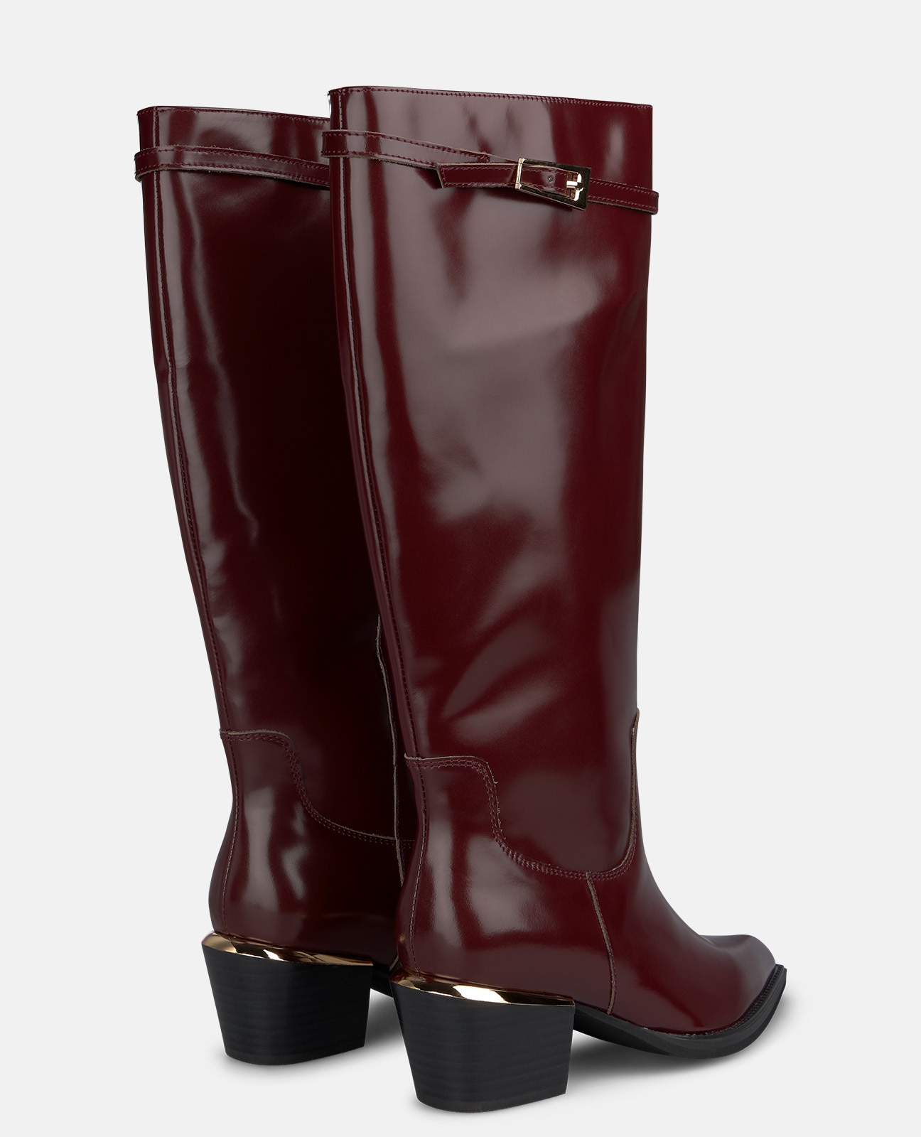 Botas básicas de mujer en napa con hebilla - Alma en Pena - Burdeos Burdeos-2
