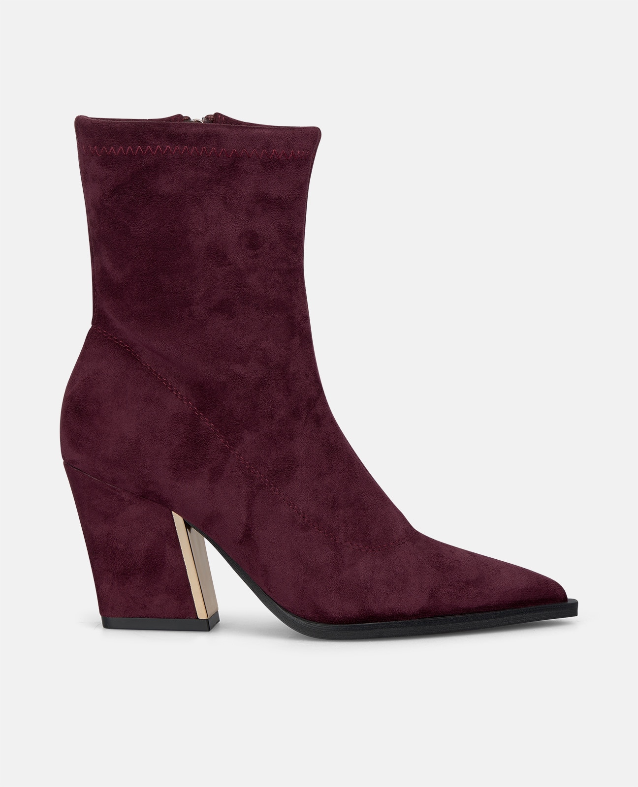 Botines básicos de mujer con cierre de cremallera y tacón cuadrado - Alma en Pena - Burdeos Burdeos-1
