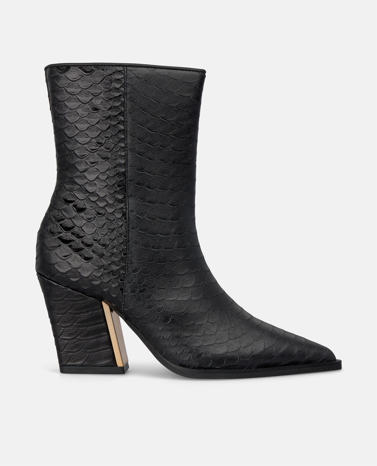 Botines básicos de mujer en piel texturizada con efecto serpiente - Alma en Pena - Negro Negro-1