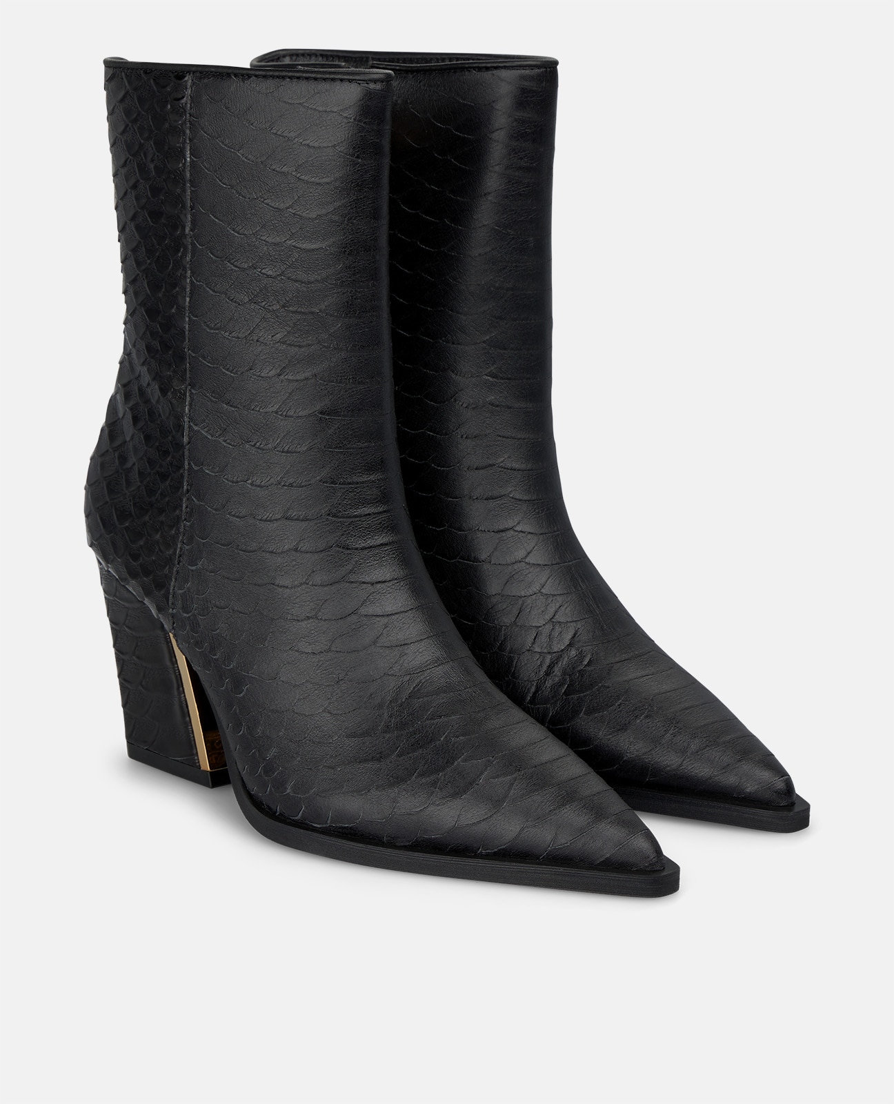 Botines básicos de mujer en piel texturizada con efecto serpiente - Alma en Pena - Negro Negro-3