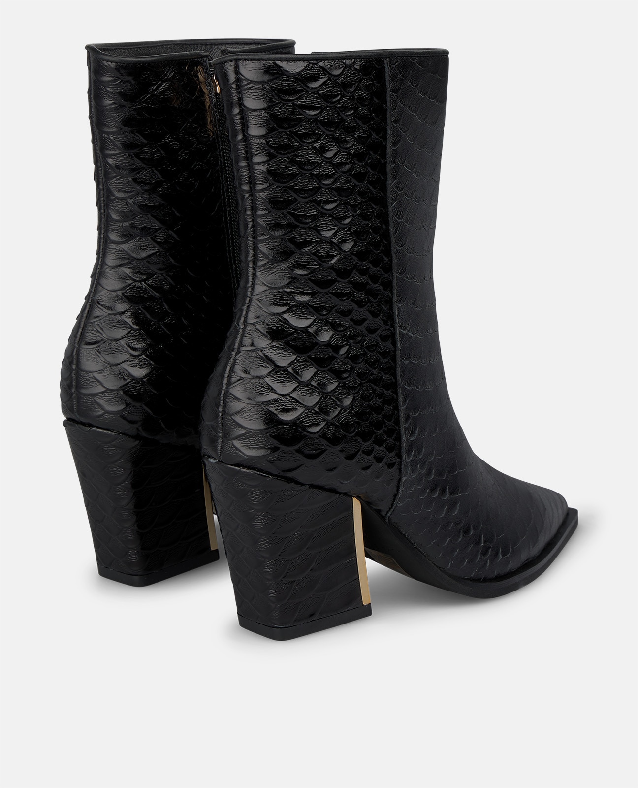 Botines básicos de mujer en piel texturizada con efecto serpiente - Alma en Pena - Negro Negro-2