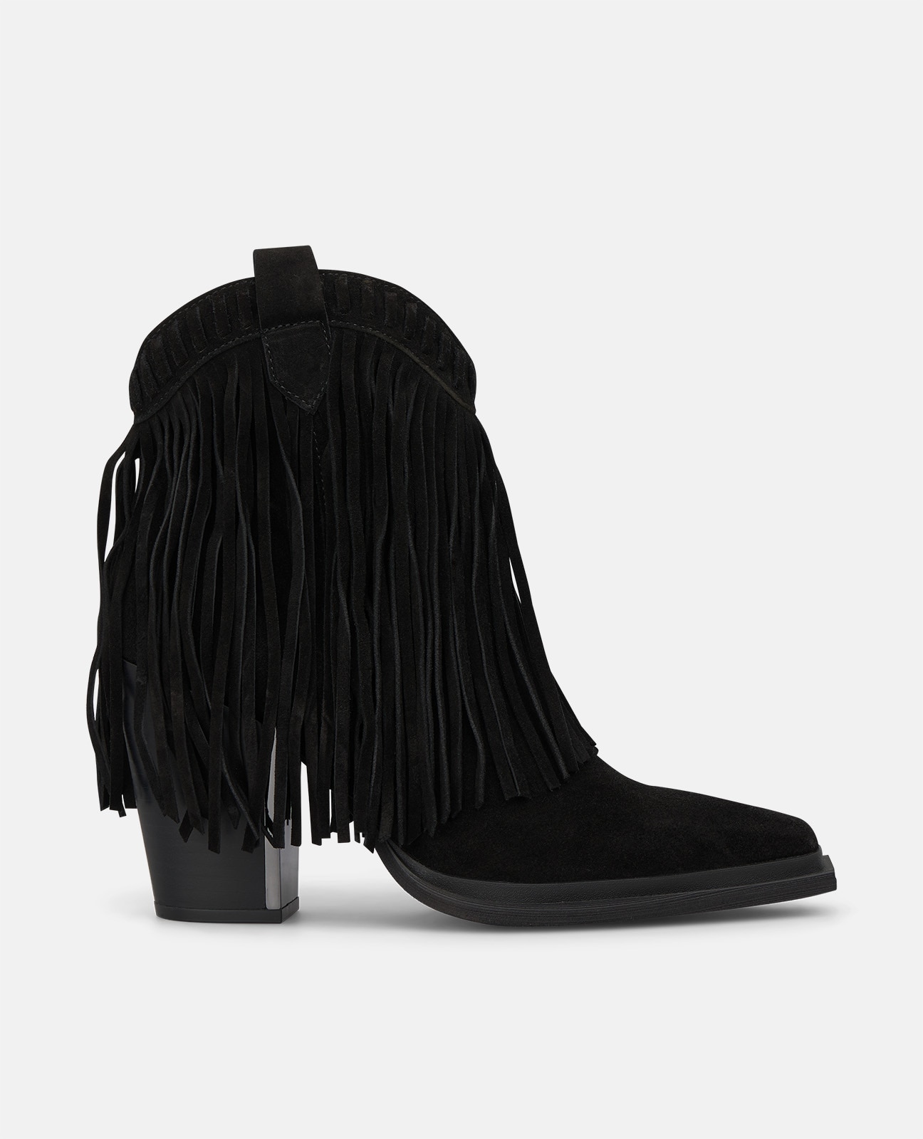 Botines básicos de mujer en ante con flecos - Alma en Pena - Negro Negro-1