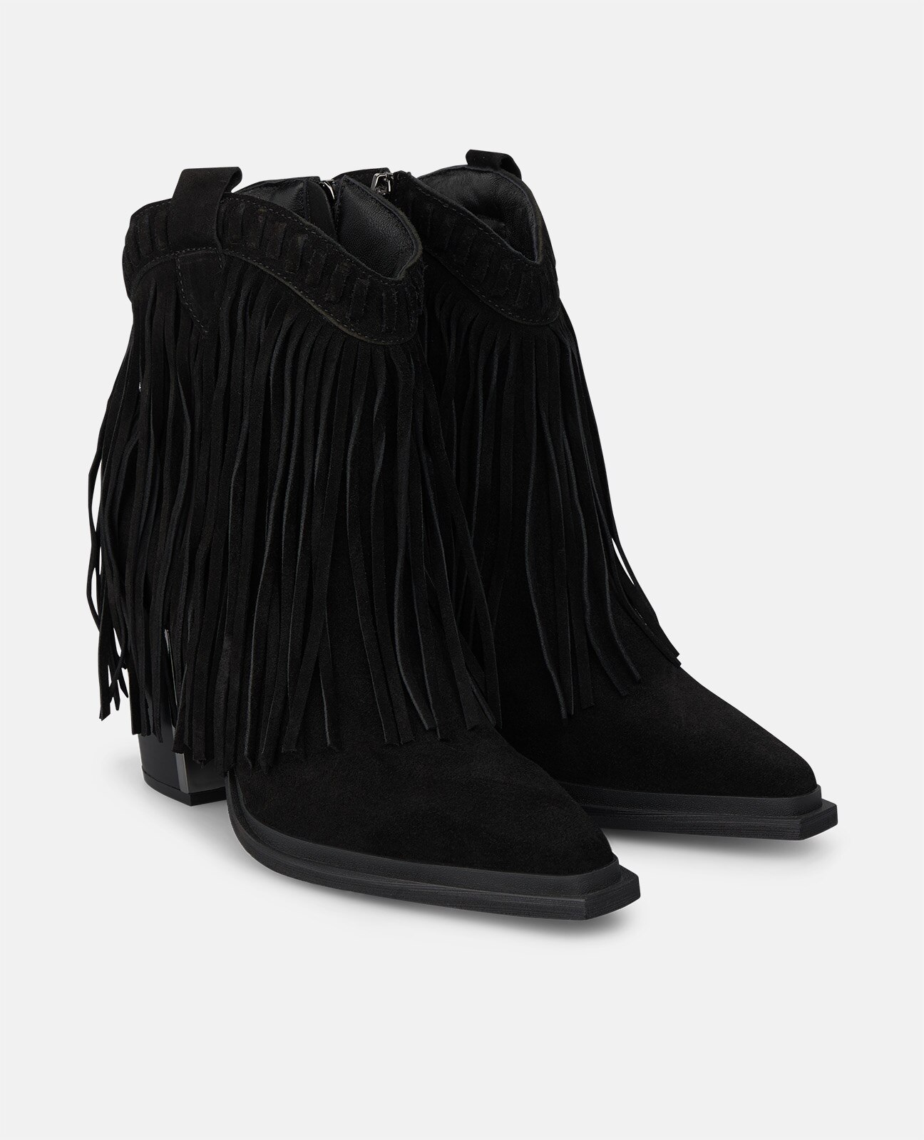 Botines básicos de mujer en ante con flecos - Alma en Pena - Negro Negro-3