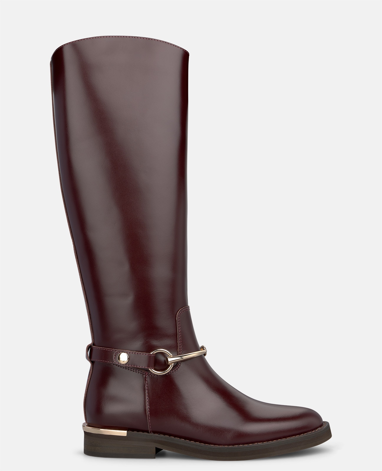 Botas básicas de mujer en napa con adorno metálico - Burdeos Burdeos-1