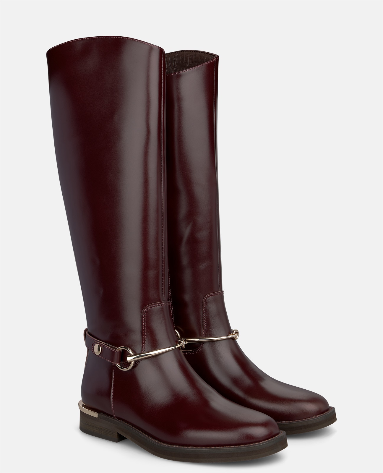 Botas básicas de mujer en napa con adorno metálico - Burdeos Burdeos-2