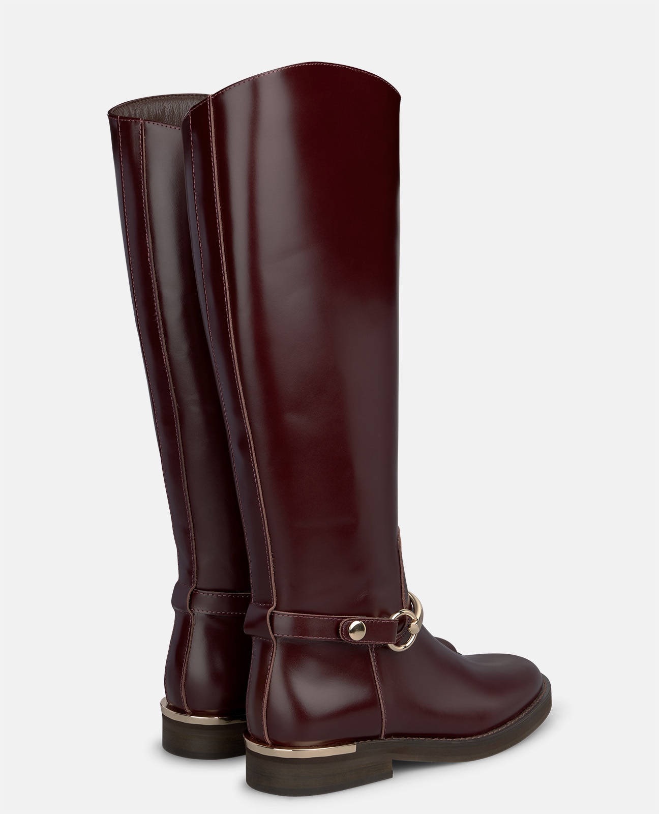Botas básicas de mujer en napa con adorno metálico - Burdeos Burdeos-3