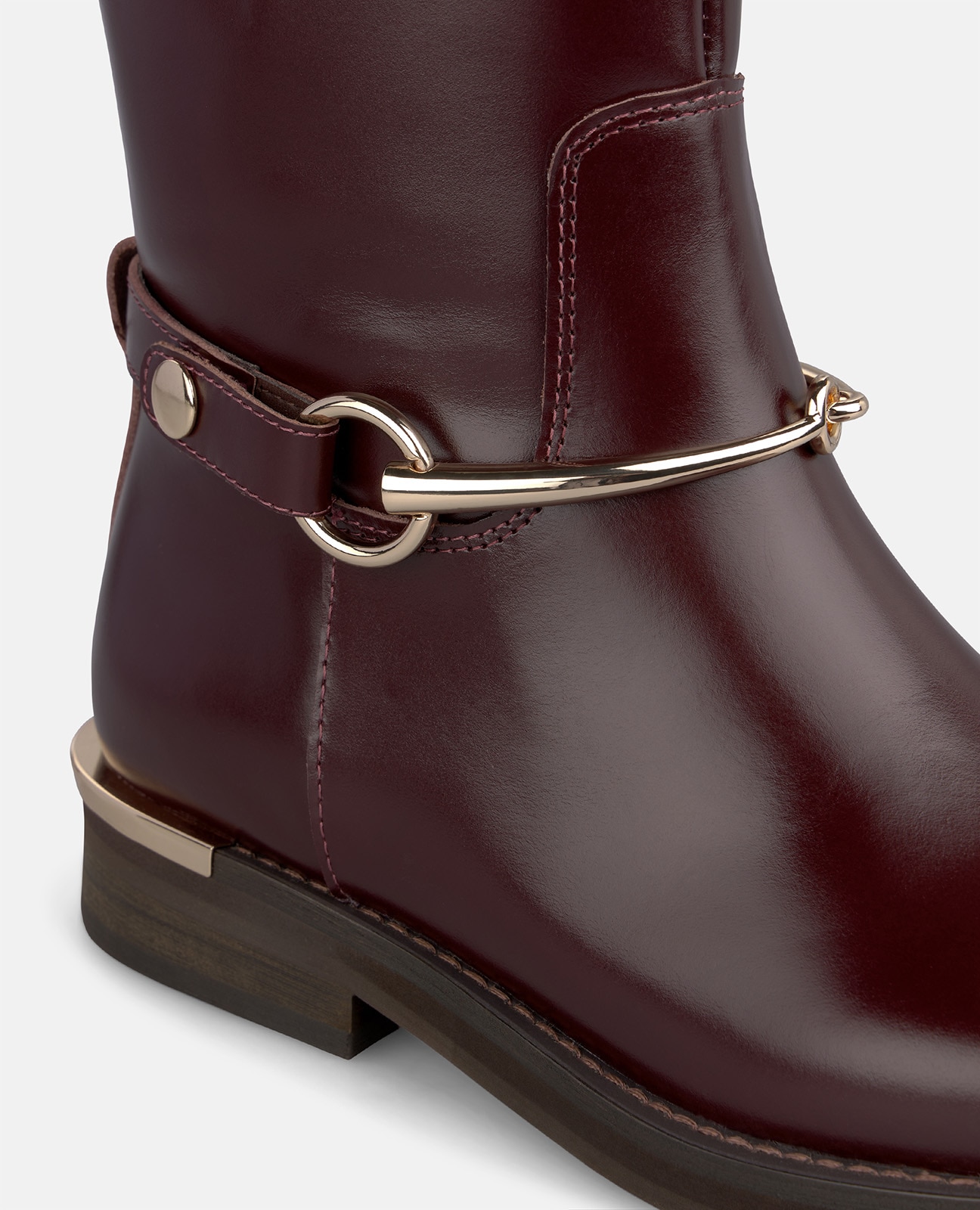 Botas básicas de mujer en napa con adorno metálico - Burdeos Burdeos-4