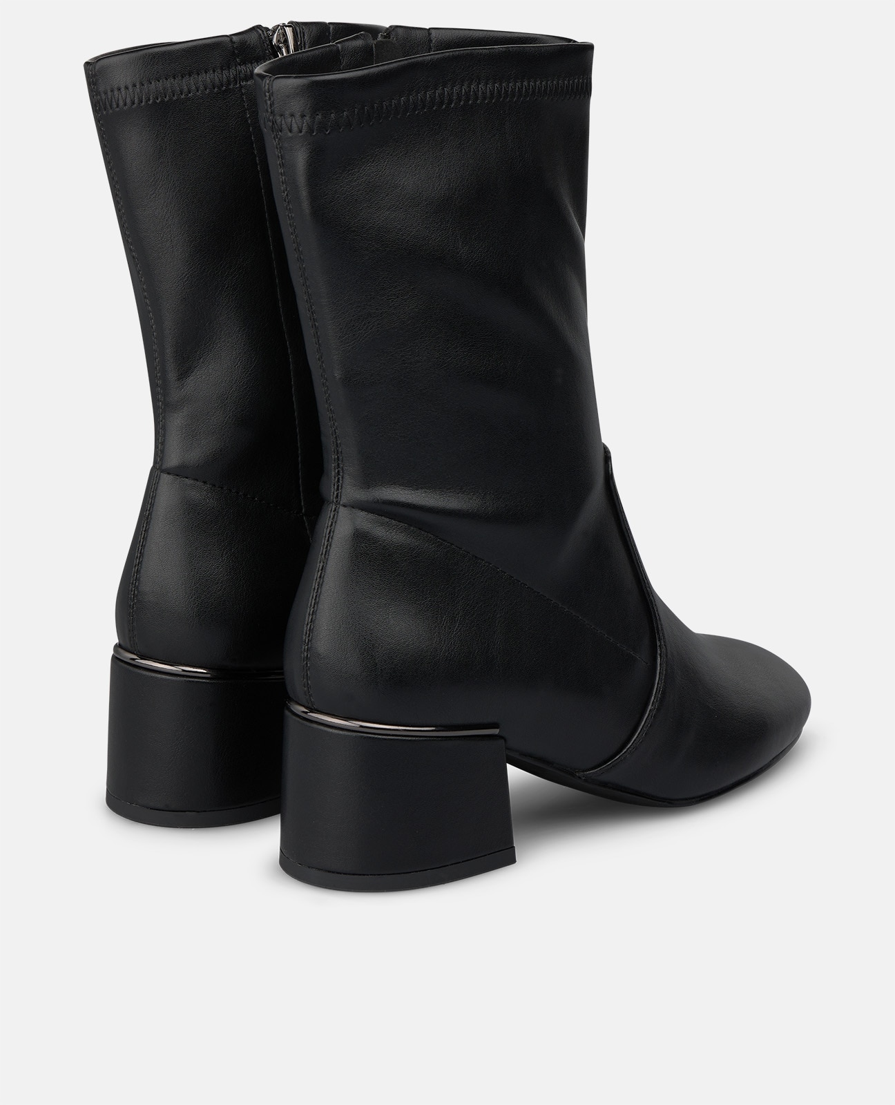 Botines básicos de mujer con puntera redonda y cierre de cremallera - Alma en Pena - Negro Negro-2