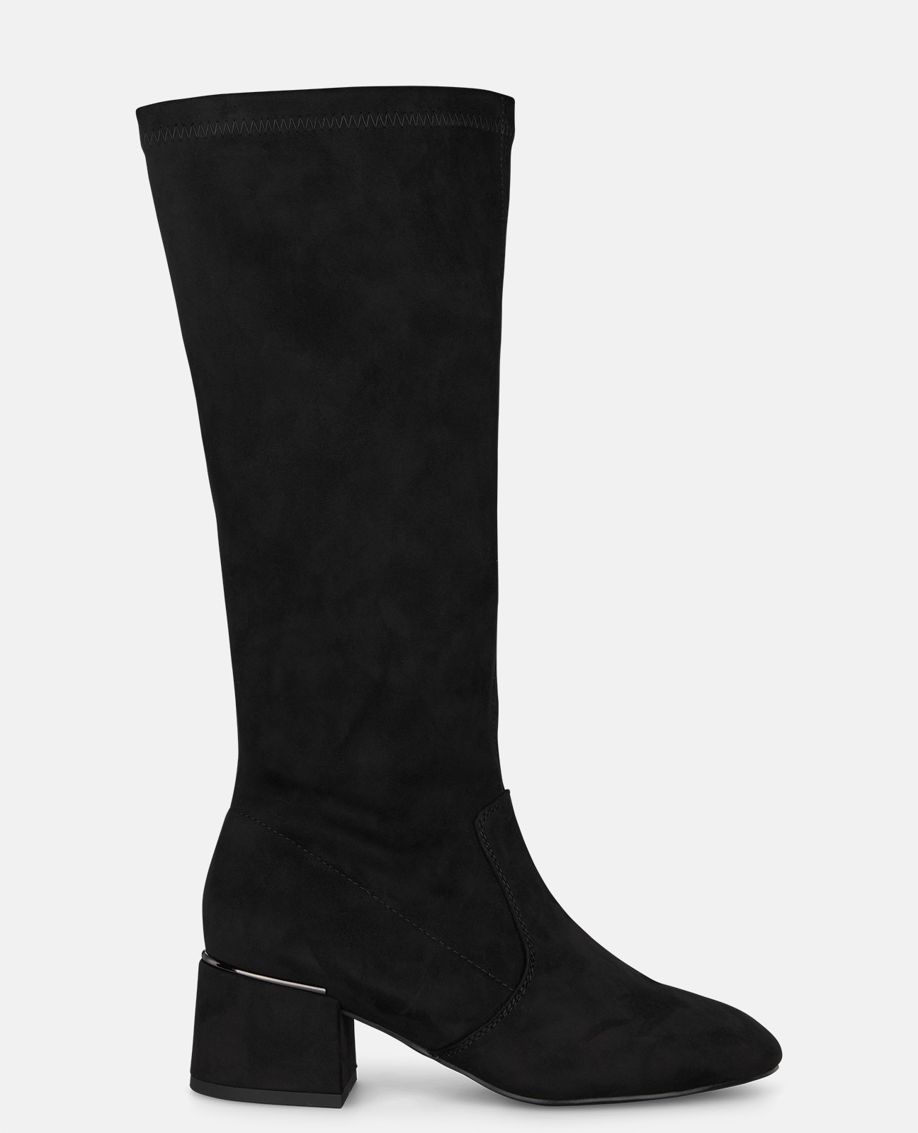 Botas básicas de mujer con puntera redonda y tacón de bloque - Alma en Pena - Negro Negro-1