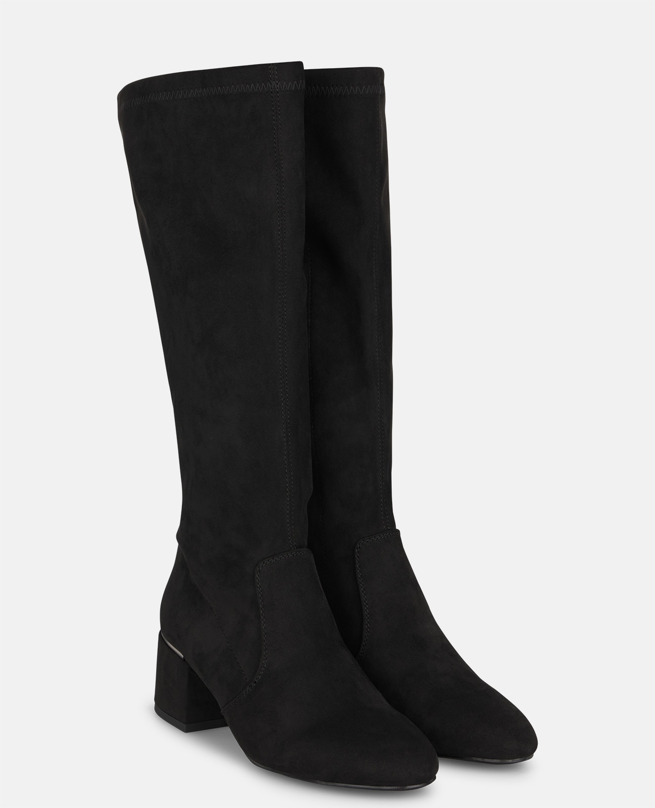 Botas básicas de mujer con puntera redonda y tacón de bloque - Alma en Pena - Negro Negro-3