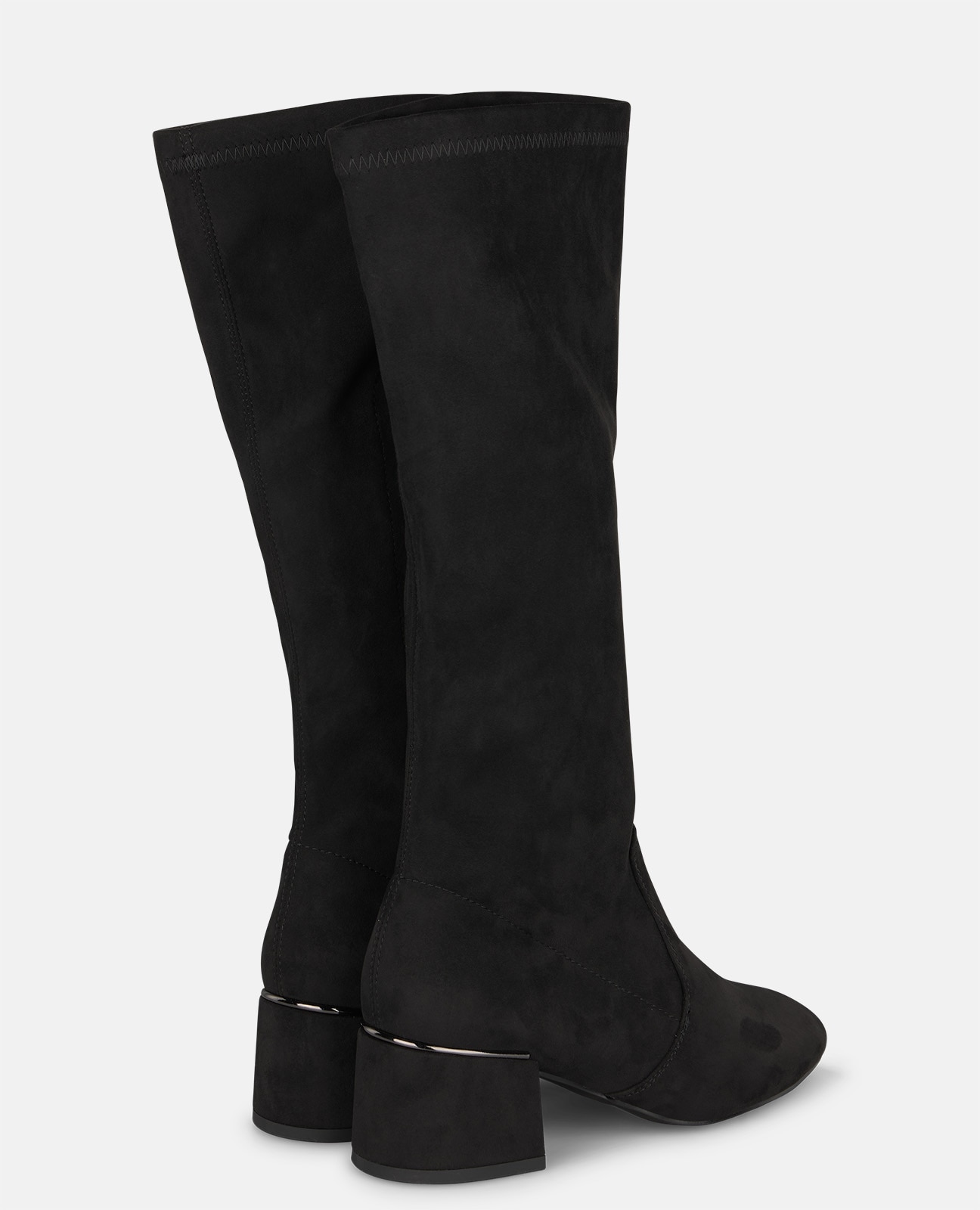 Botas básicas de mujer con puntera redonda y tacón de bloque - Alma en Pena - Negro Negro-2