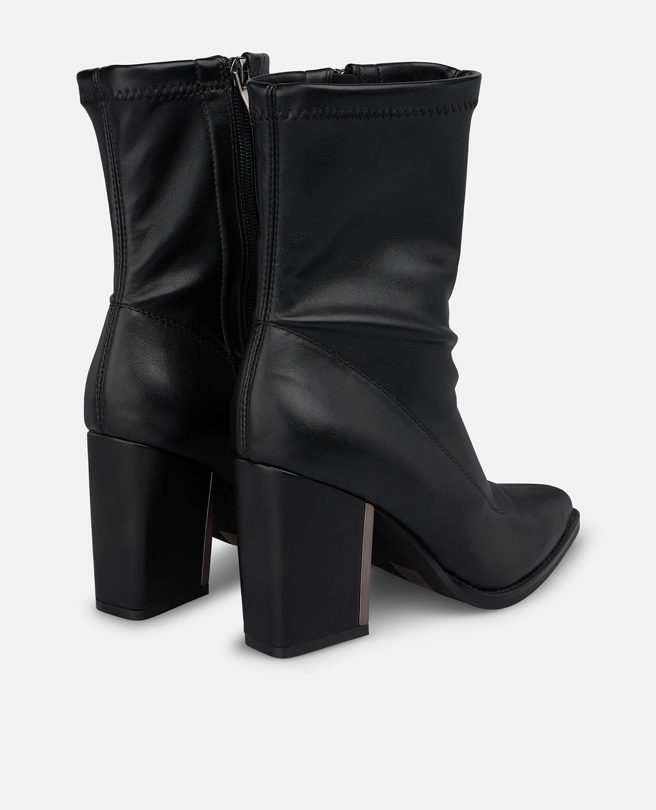Botines básicos de mujer con cierre de cremallera y tacón cuadrado - Alma en Pena - Negro Negro-2