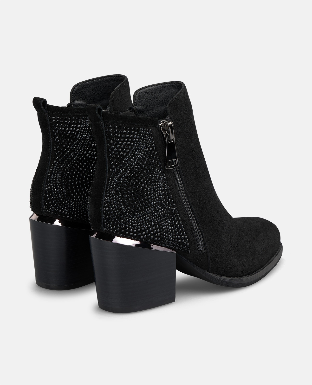 Botines básicos de mujer en ante con pedrería - Alma en Pena - Negro Negro-2