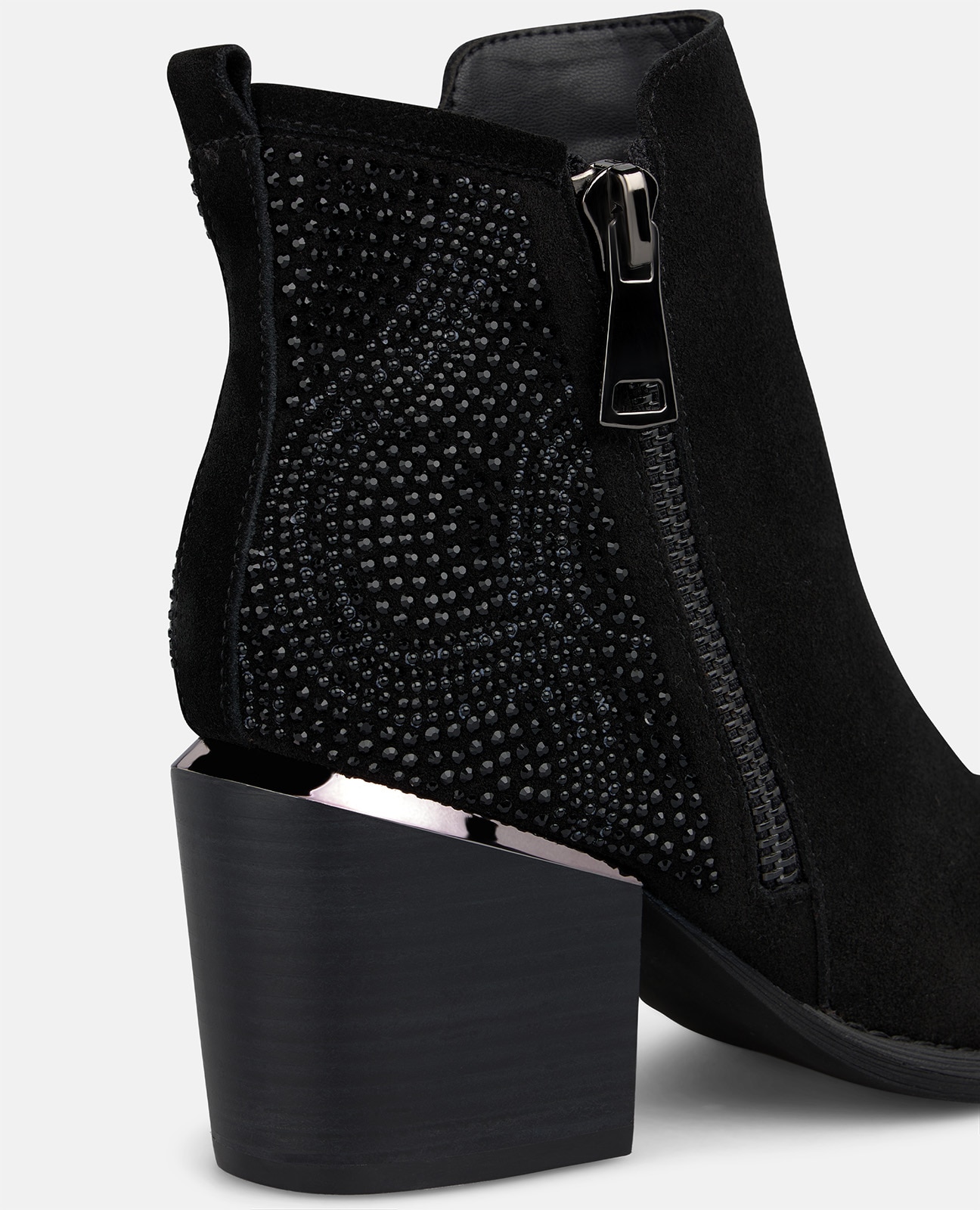 Botines básicos de mujer en ante con pedrería - Alma en Pena - Negro Negro-4