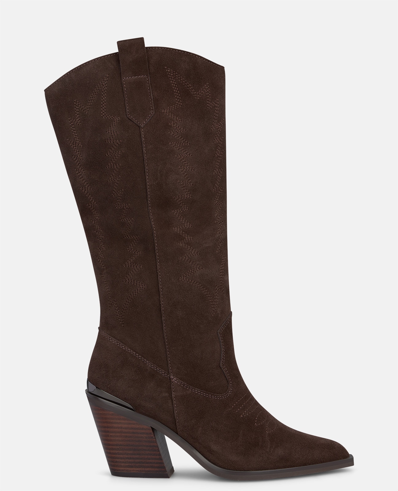 Imagen 0 de Botas cowboy de mujer en ante con detalles bordados Marrón