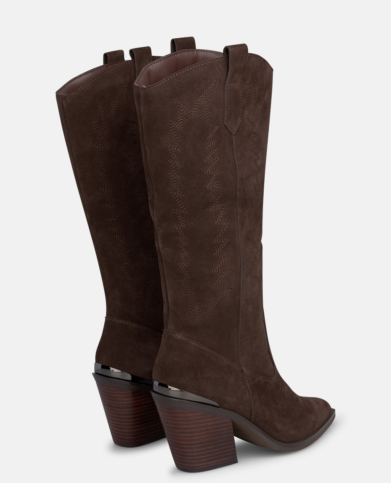 Botas cowboy de mujer en ante con detalles bordados - Alma en Pena - Marrón Marrón-2