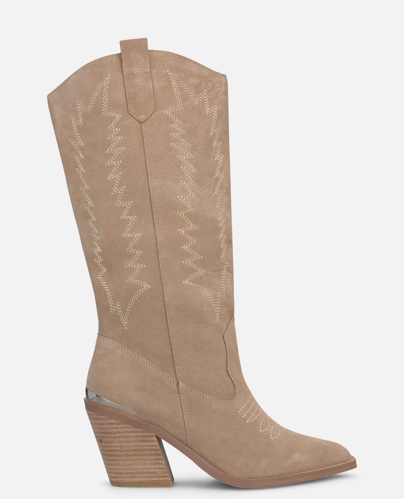 Imagen 0 de Botas cowboy de mujer en ante con detalles bordados Visón