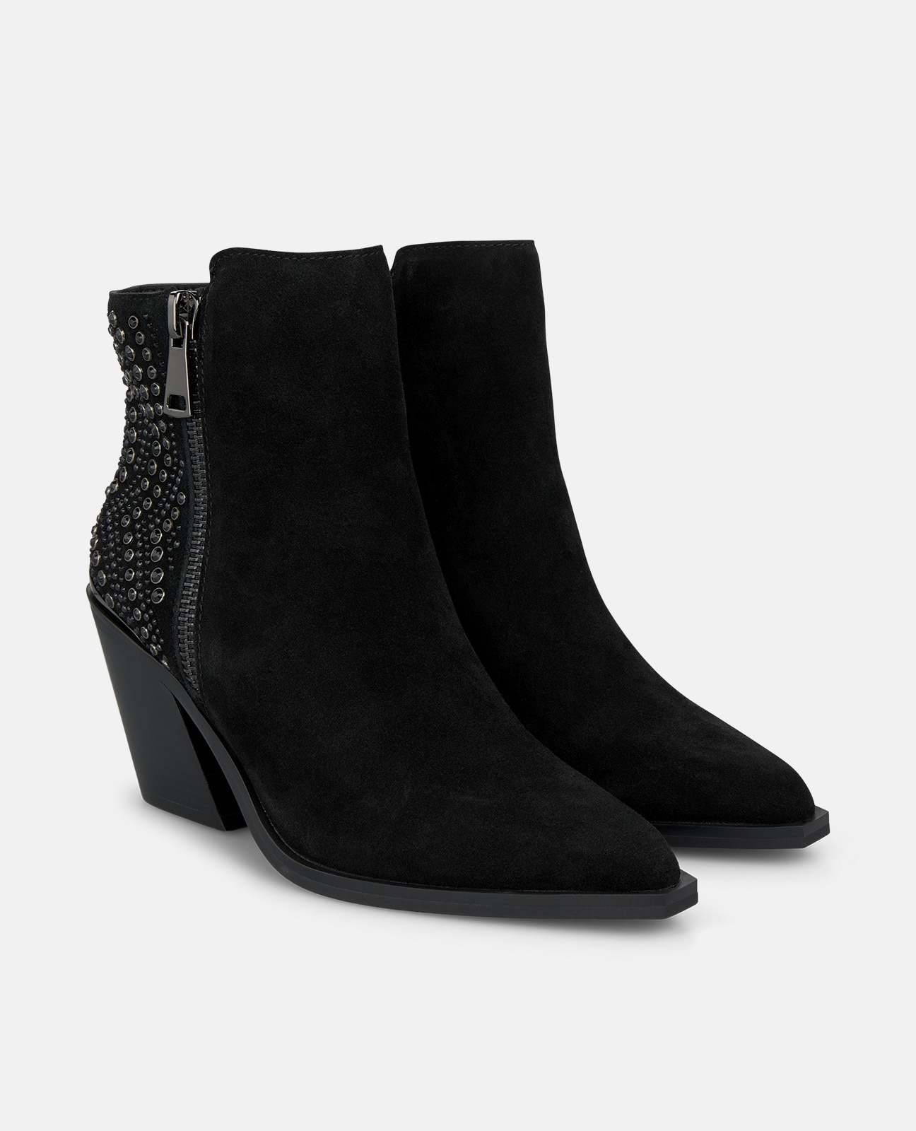 Imagen 3 de Botines básicos de mujer en piel serraje con pedrería - Alma en Pena - Negro Negro