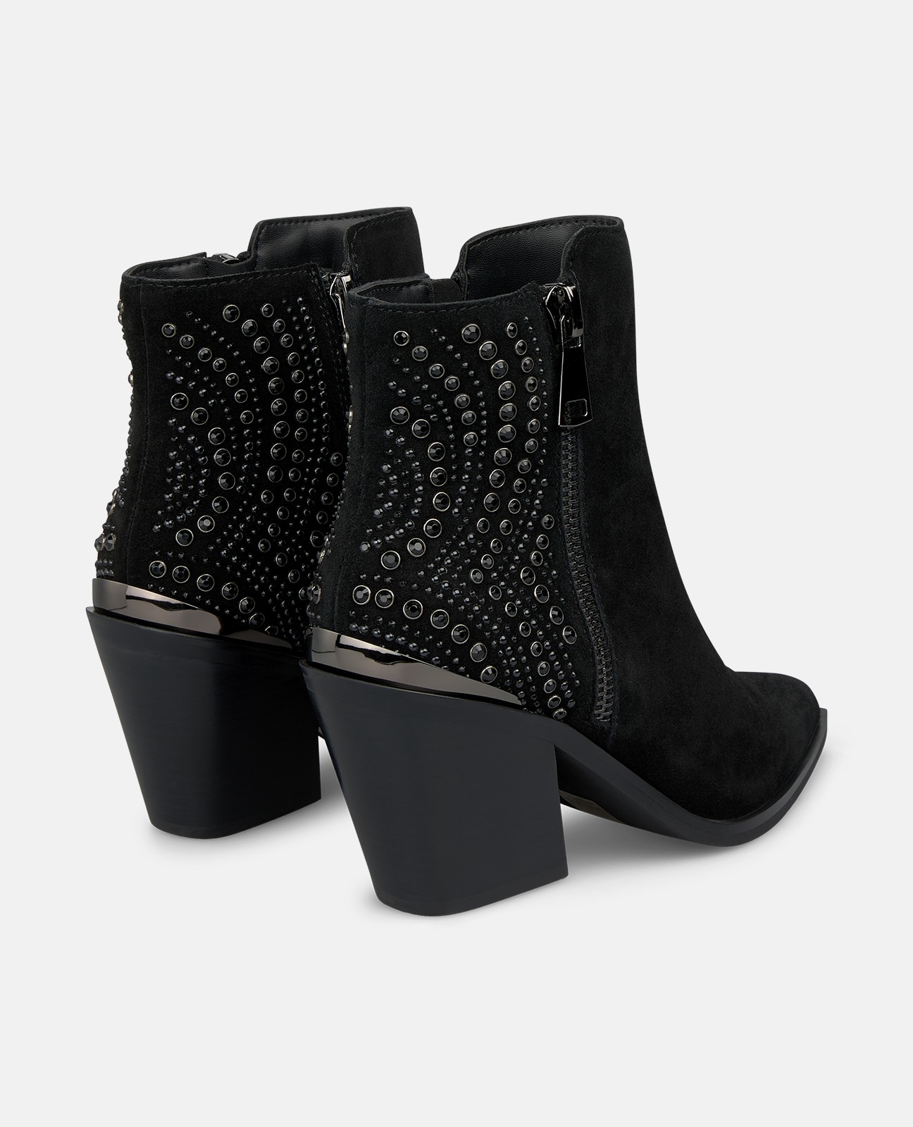 Imagen 2 de Botines básicos de mujer en piel serraje con pedrería - Alma en Pena - Negro Negro