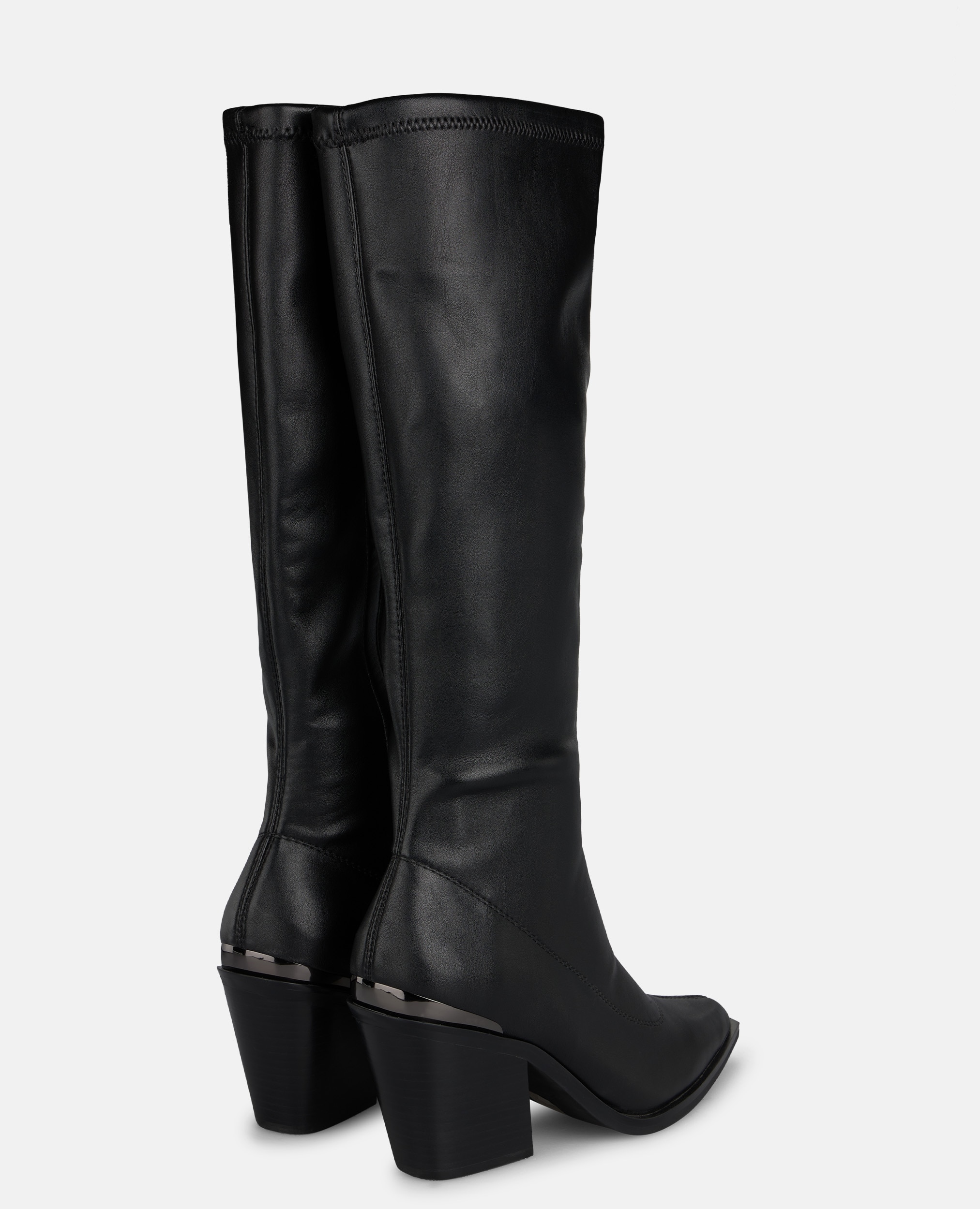Botas básicas de mujer de caña alta y tacón ancho - Alma en Pena - Negro Negro-2