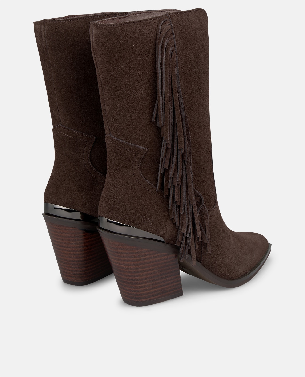 Imagen 2 de Botas cowboy de mujer en piel serraje con flecos - Alma en Pena - Marrón Marrón