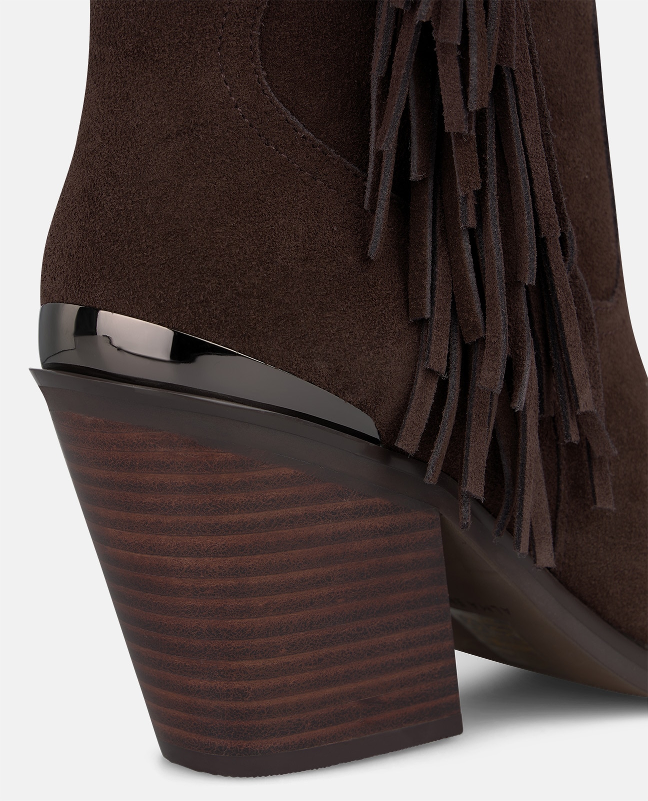 Imagen 4 de Botas cowboy de mujer en piel serraje con flecos - Alma en Pena - Marrón Marrón