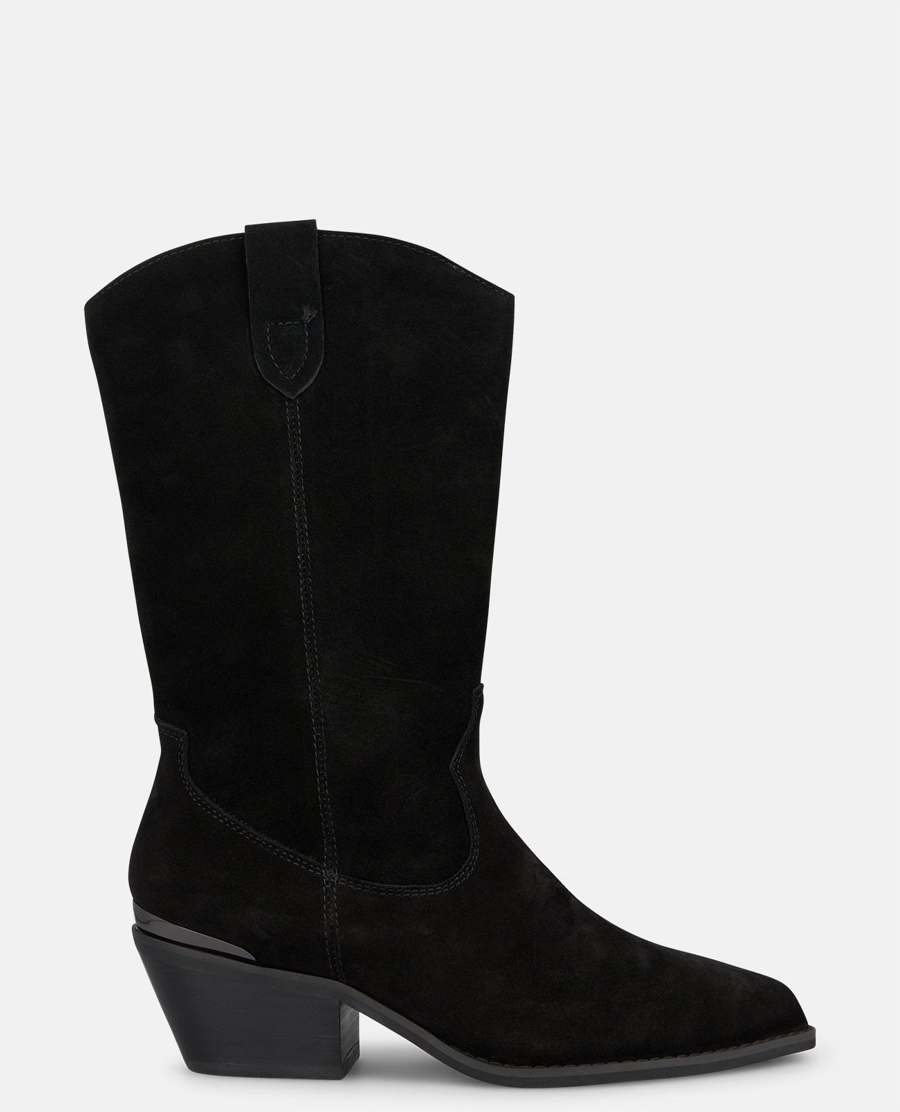 Imagen 0 de Botas cowboy de mujer en ante con tiradores laterales Negro