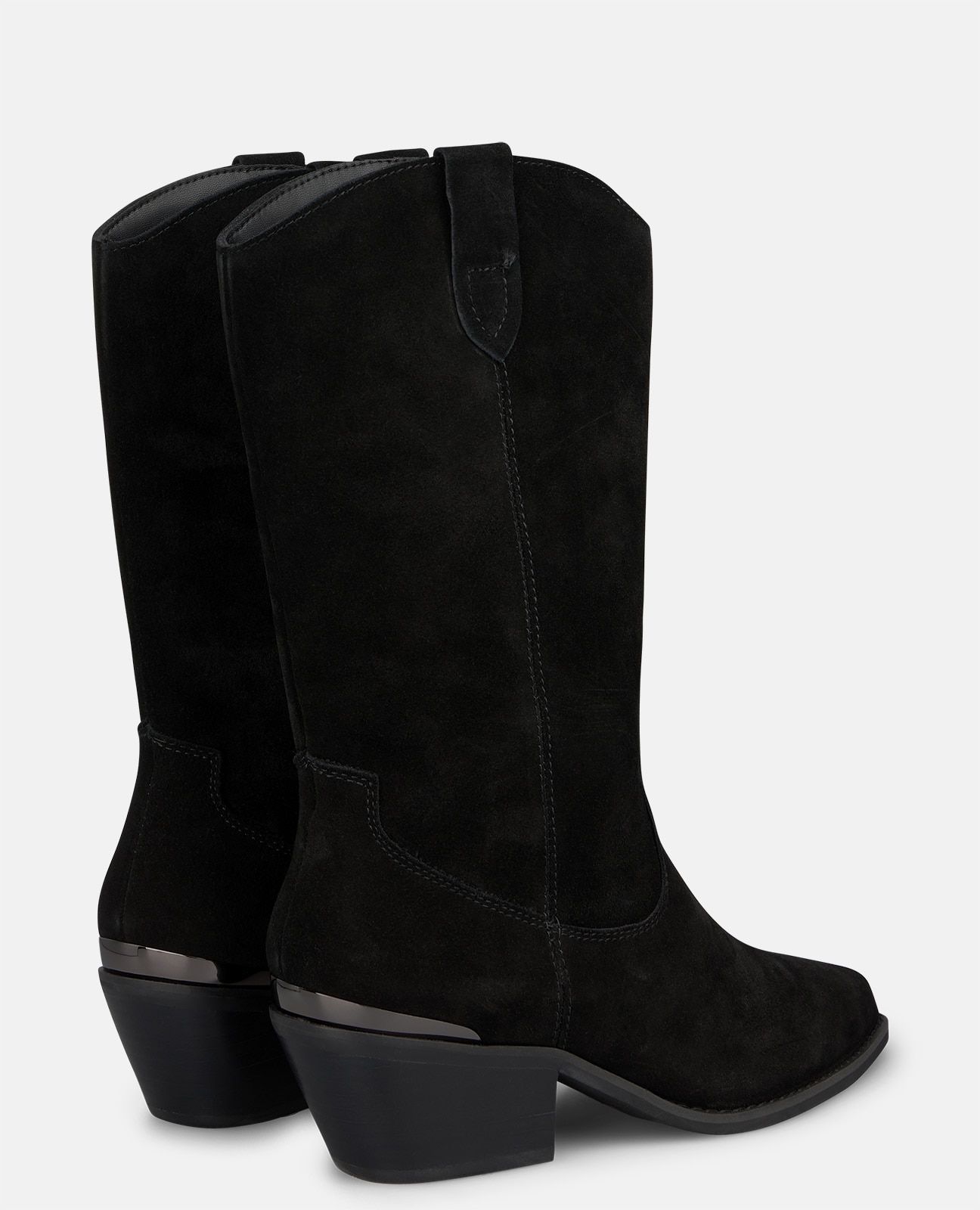 Botas cowboy de mujer en ante con tiradores laterales - Alma en Pena - Negro Negro-2