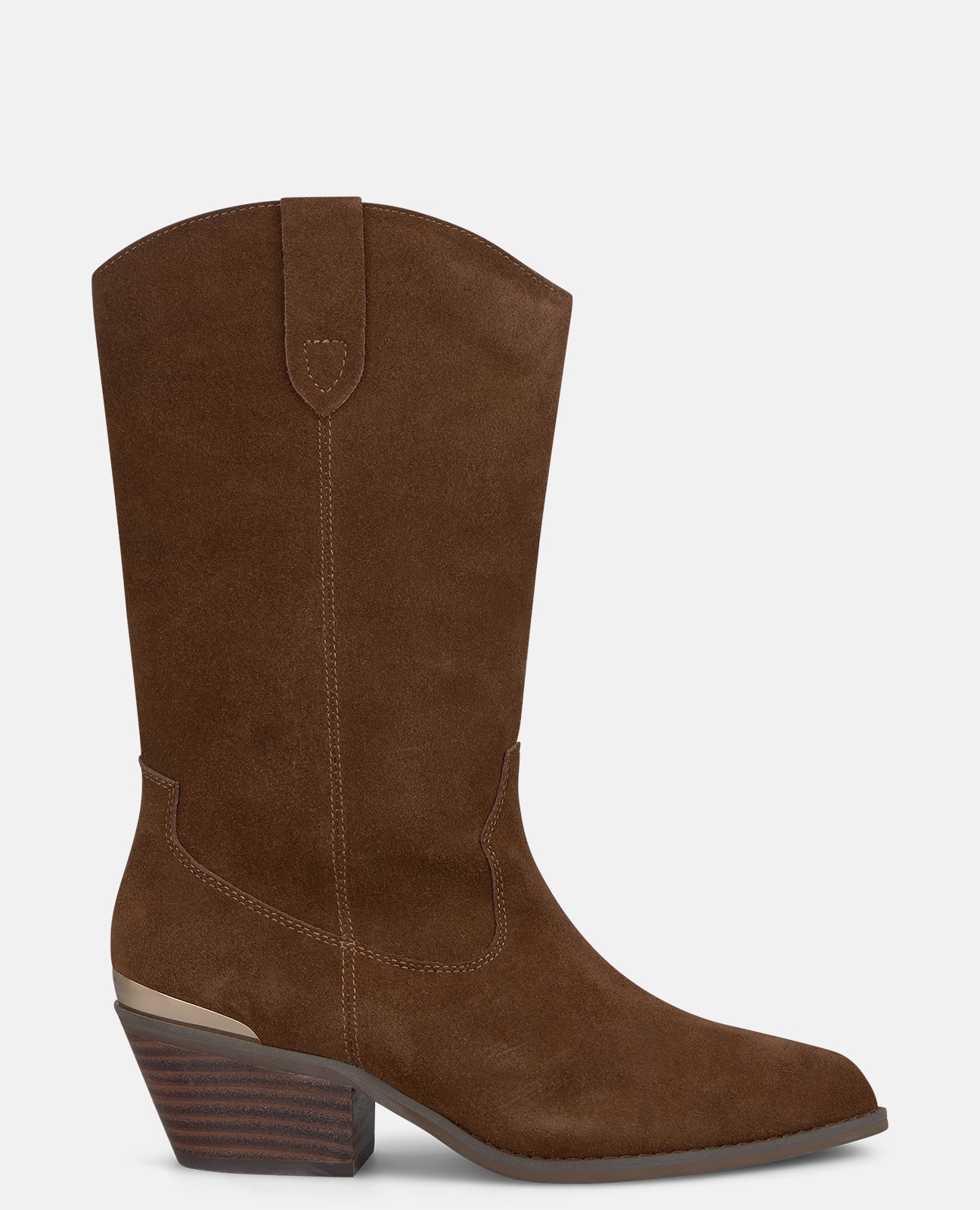 Botas cowboy de mujer en ante con tiradores laterales - Alma en Pena - Camel Camel-1