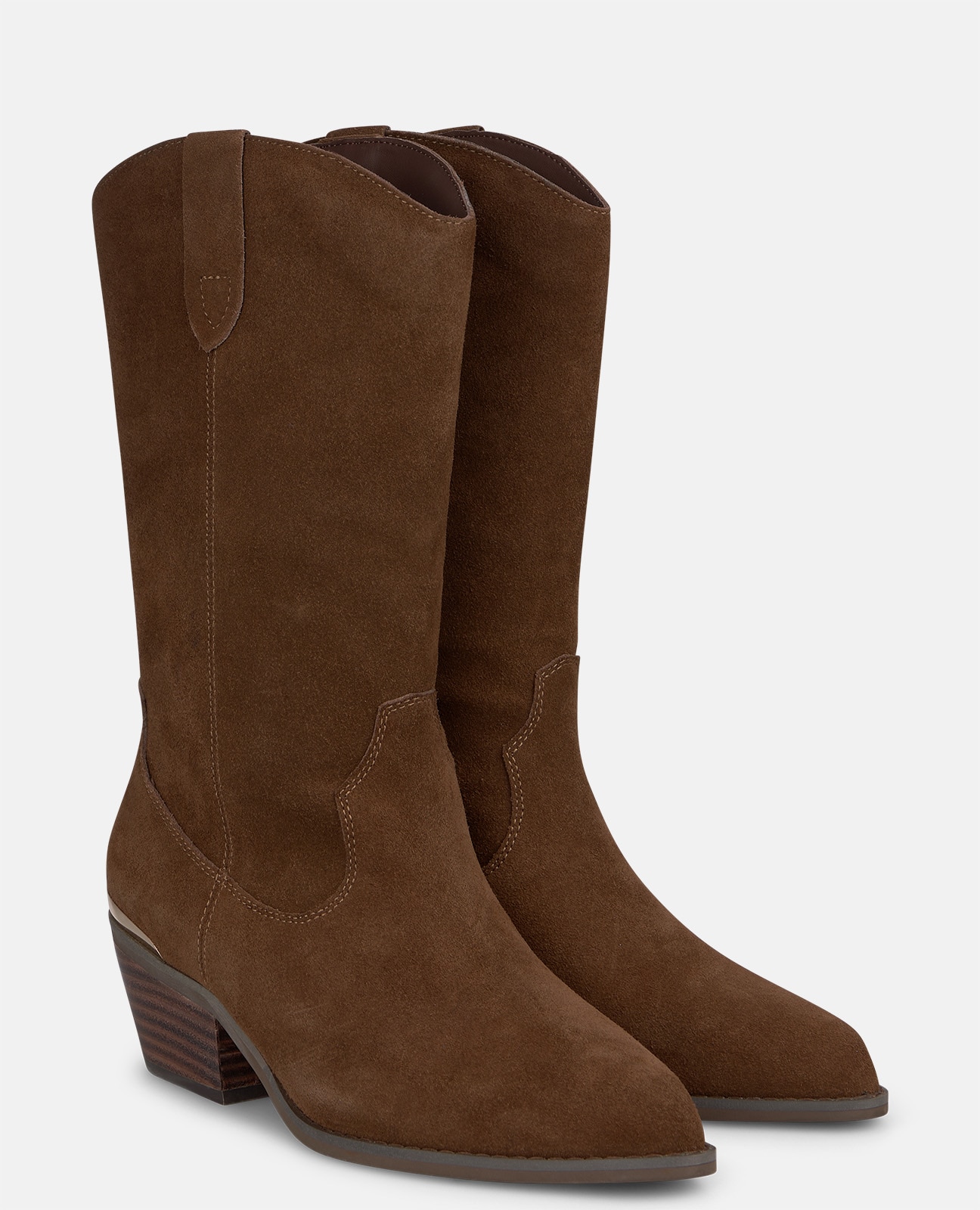 Botas cowboy de mujer en ante con tiradores laterales - Alma en Pena - Camel Camel-3