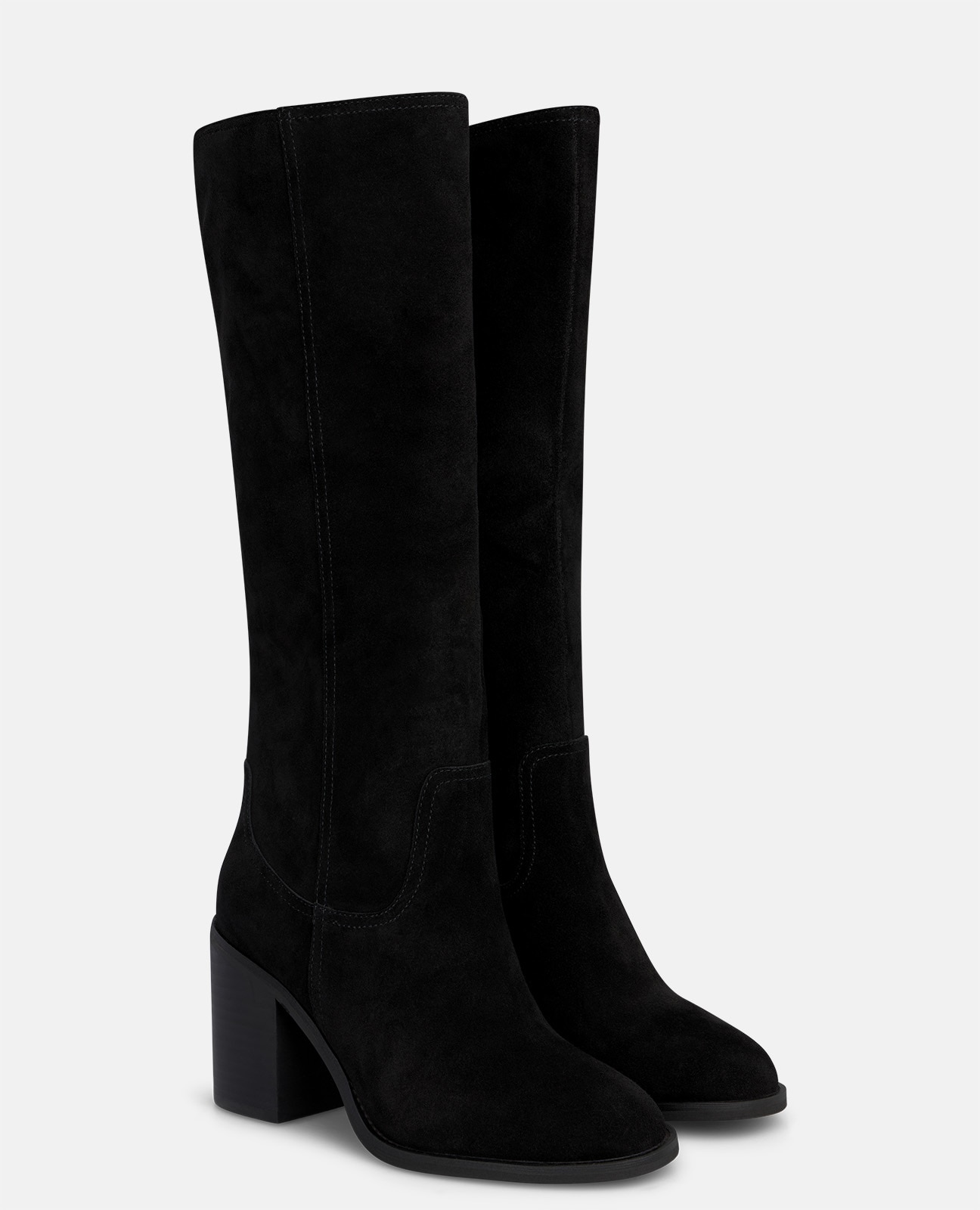 Botas básicas en ante de caña alta y puntera redonda - Alma en Pena - Negro Negro-3