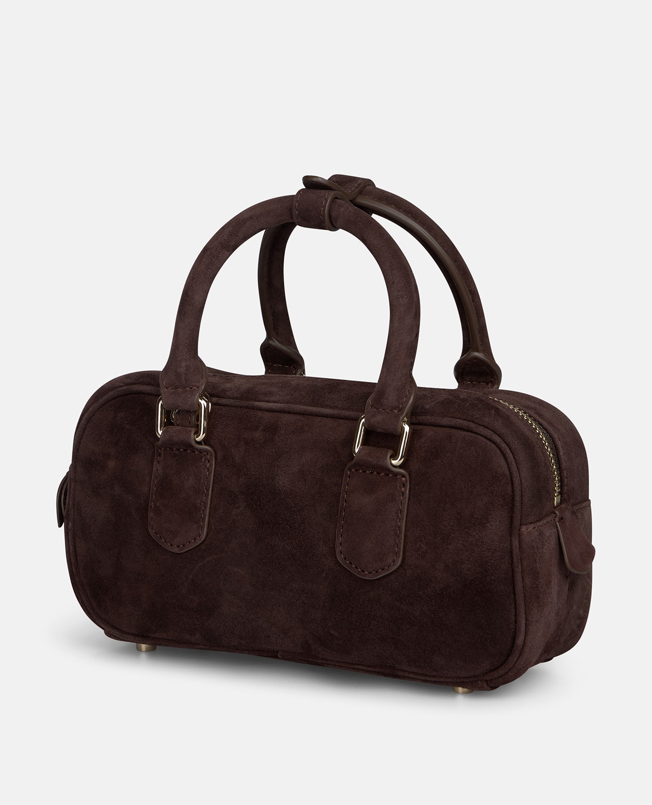 Bolso bowling de ante con doble asa - Alma en Pena - Marrón oscuro Marrón oscuro-4