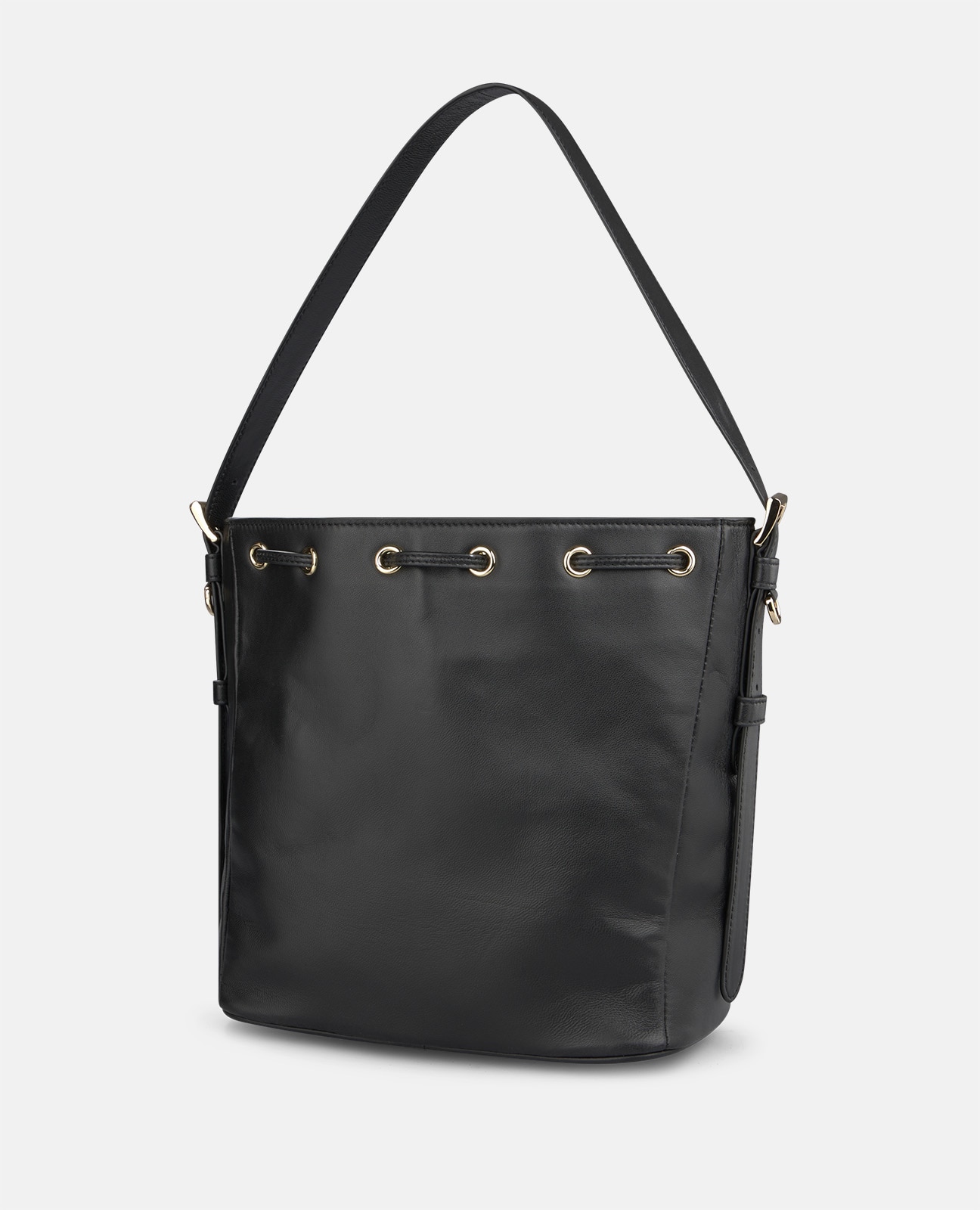 Bolso bombonera de napa con cierre de cordón - Alma en Pena - Negro Negro-3