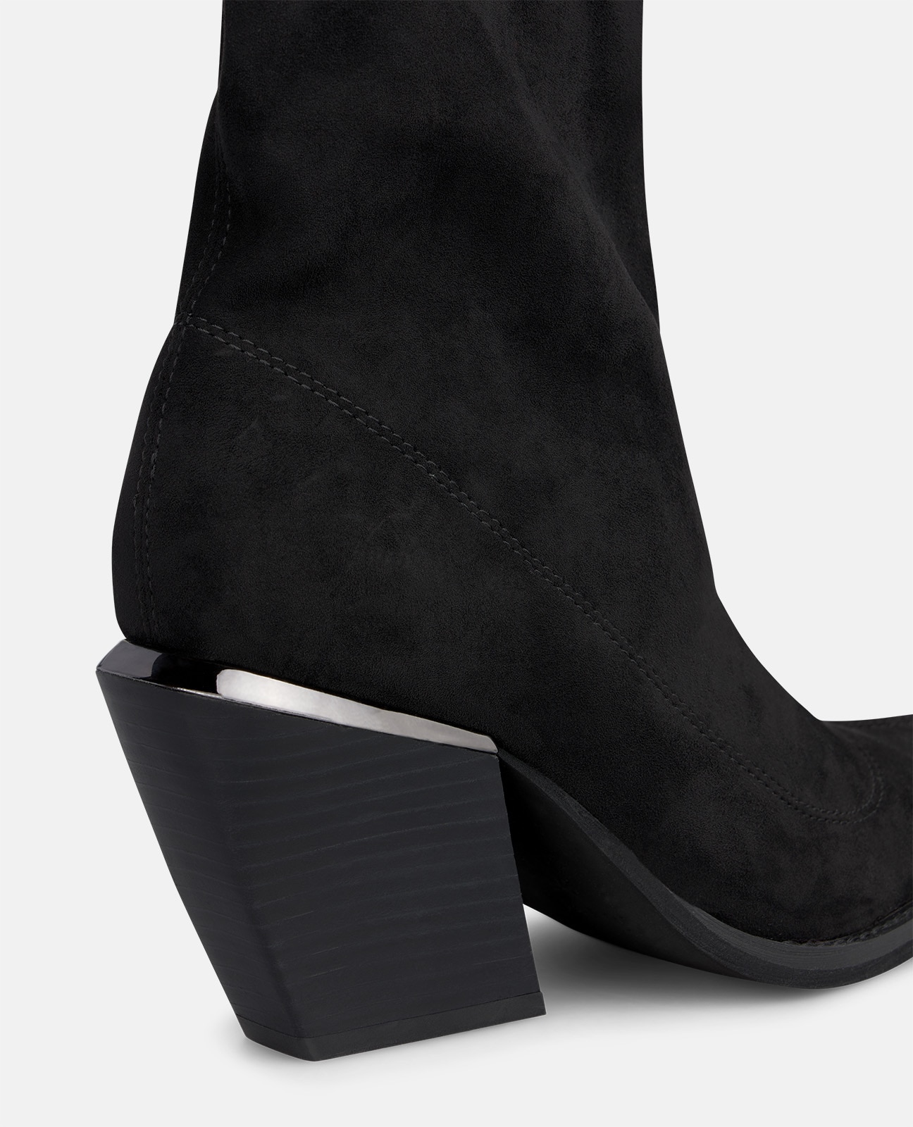 Botas básicas de mujer de caña alta con cierre cremallera - Negro Negro-4