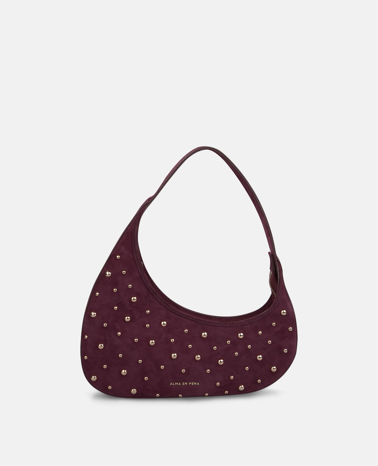 Bolso hobo de ante con tachas metálicas - Alma en Pena - Burdeos Burdeos-4