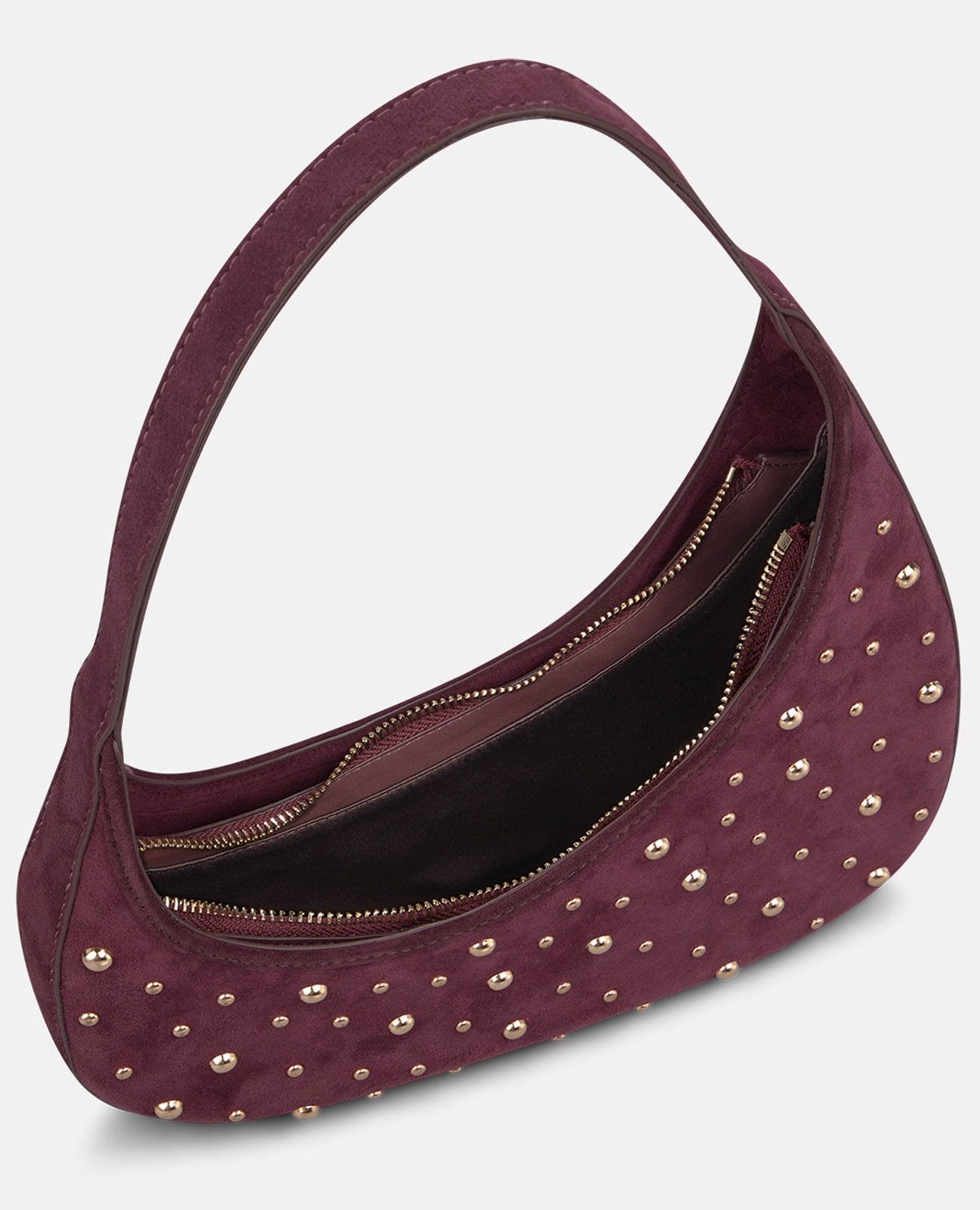 Bolso hobo de ante con tachas metálicas - Alma en Pena - Burdeos Burdeos-6