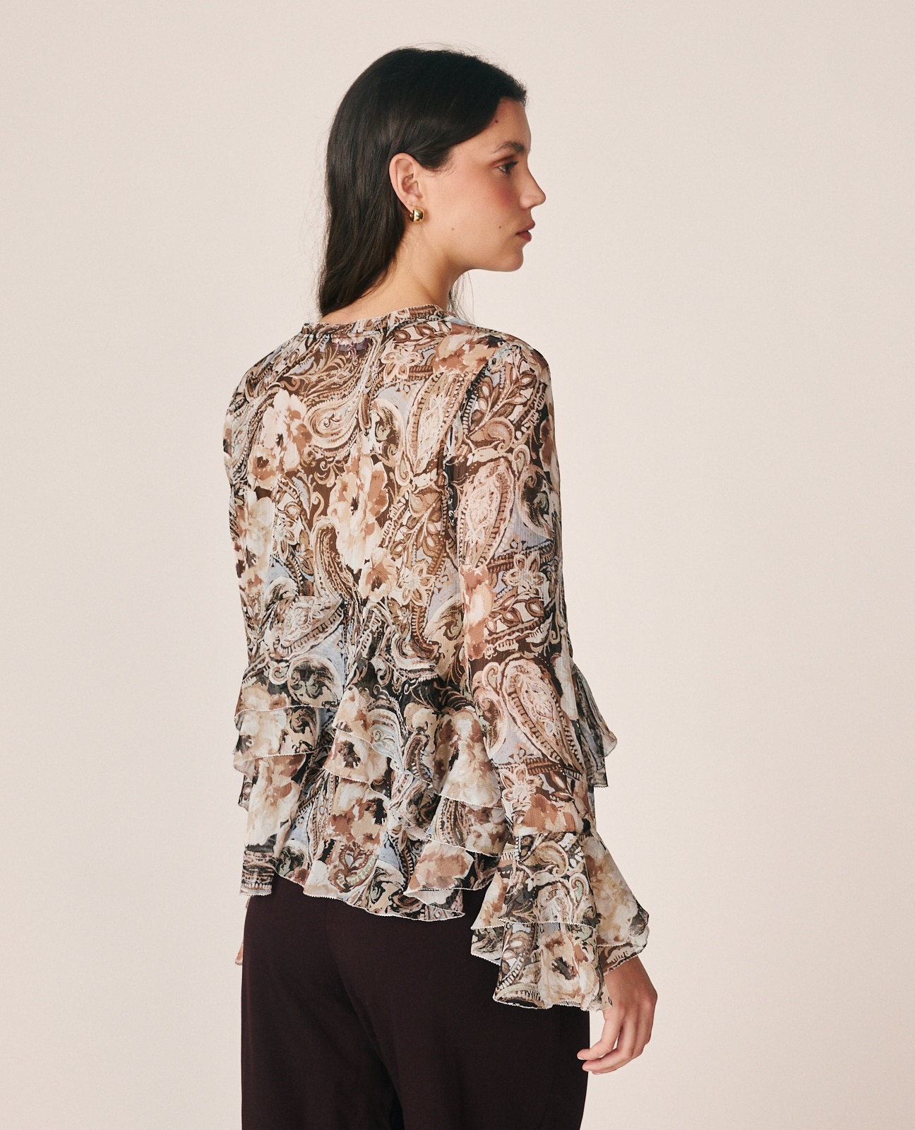 Blusa de mujer con volantes y estampado floral - Alma en Pena - Multicolor Multicolor-5