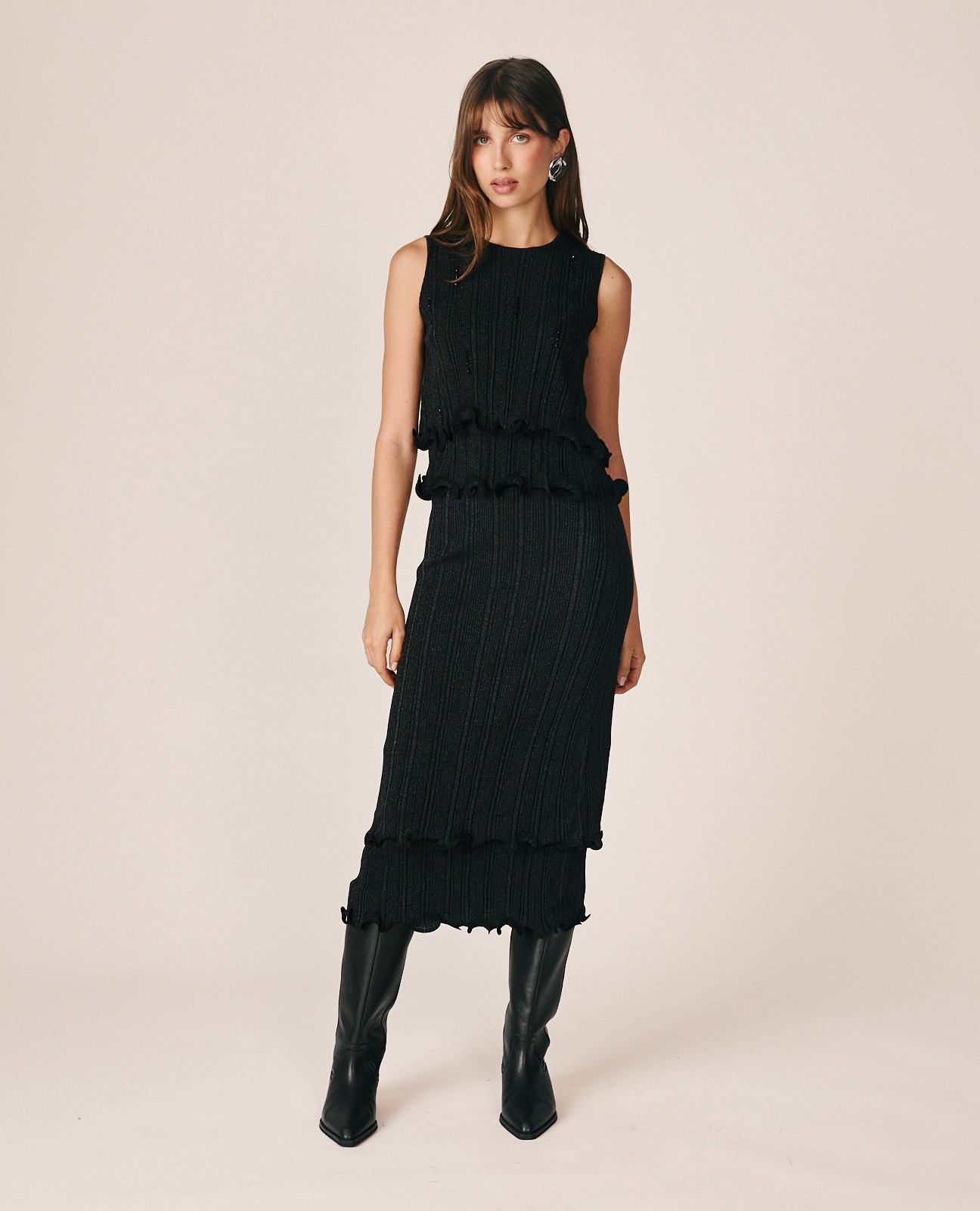 Top de punto de mujer con acabado brillantes - Alma en Pena - Negro Negro-2