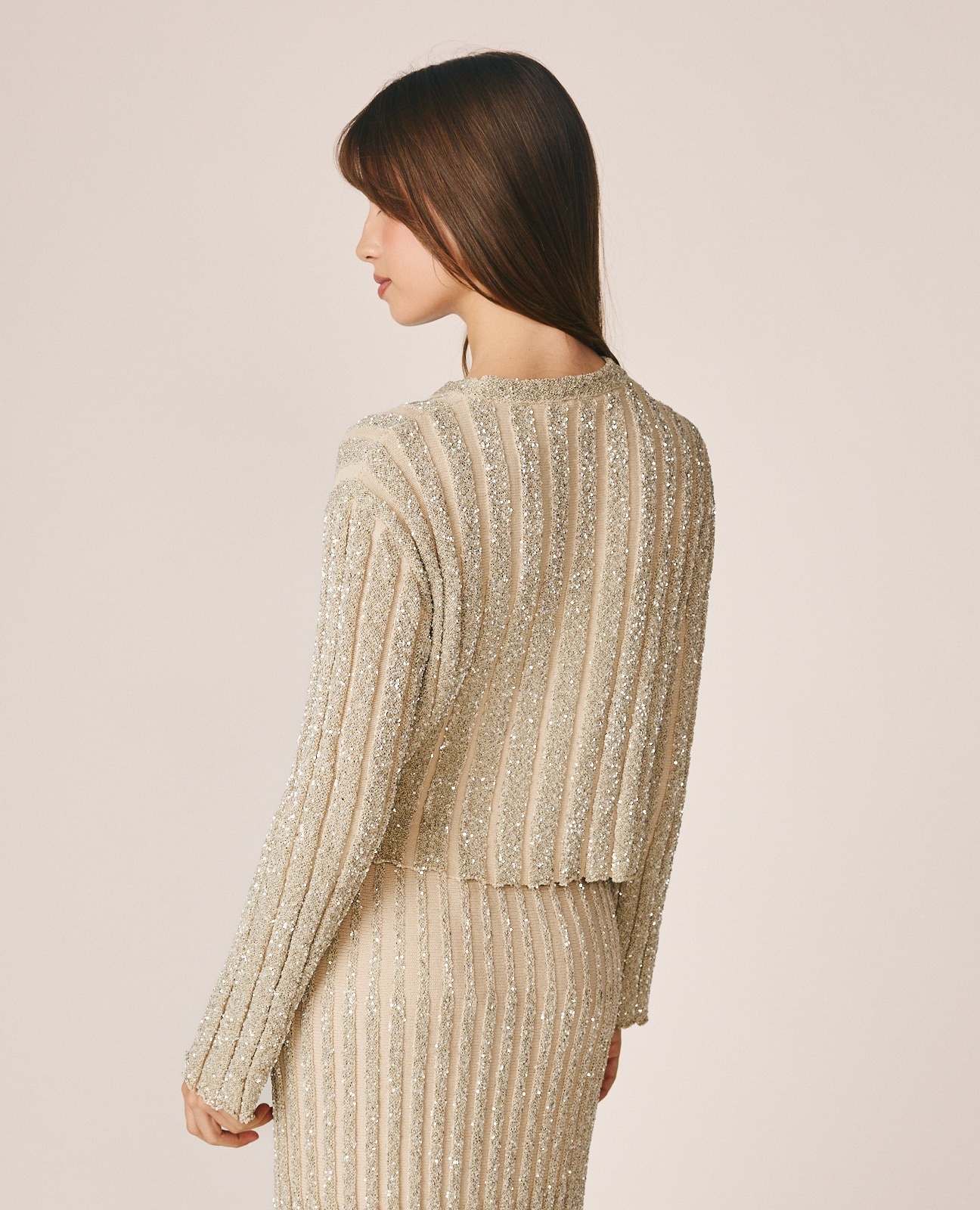 Top de mujer canalé con lentejuelas - Alma en Pena - Beige Beige-6