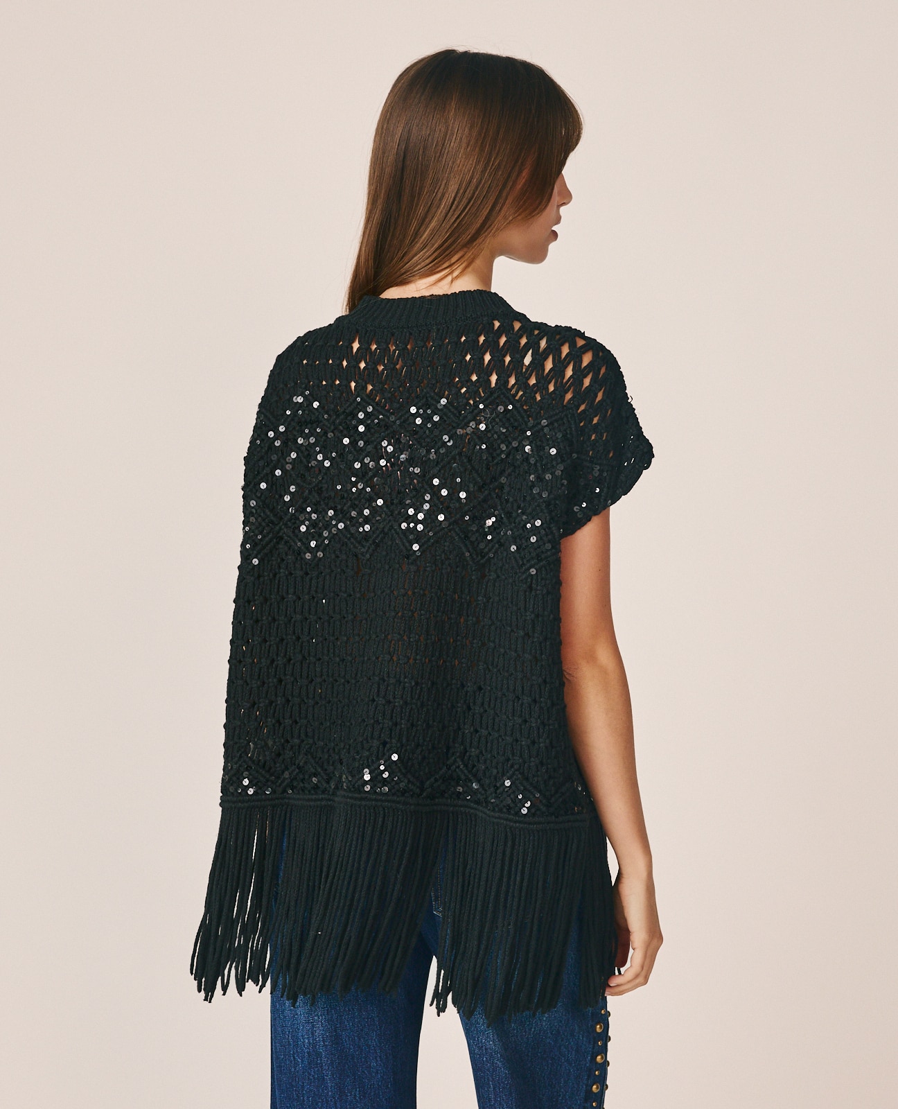Top de punto de mujer con lentejuelas - Alma en Pena - Negro Negro-5