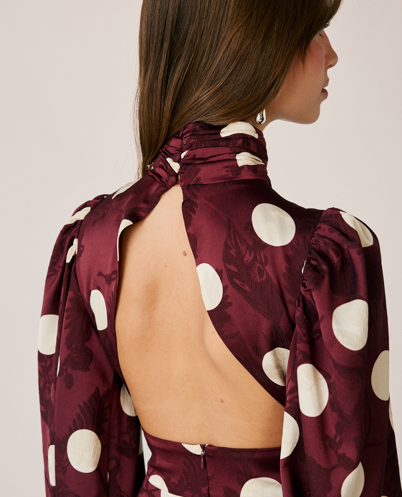 Mono largo de mujer en jacquard con estampado floral - Alma en Pena - Burdeos Burdeos-6