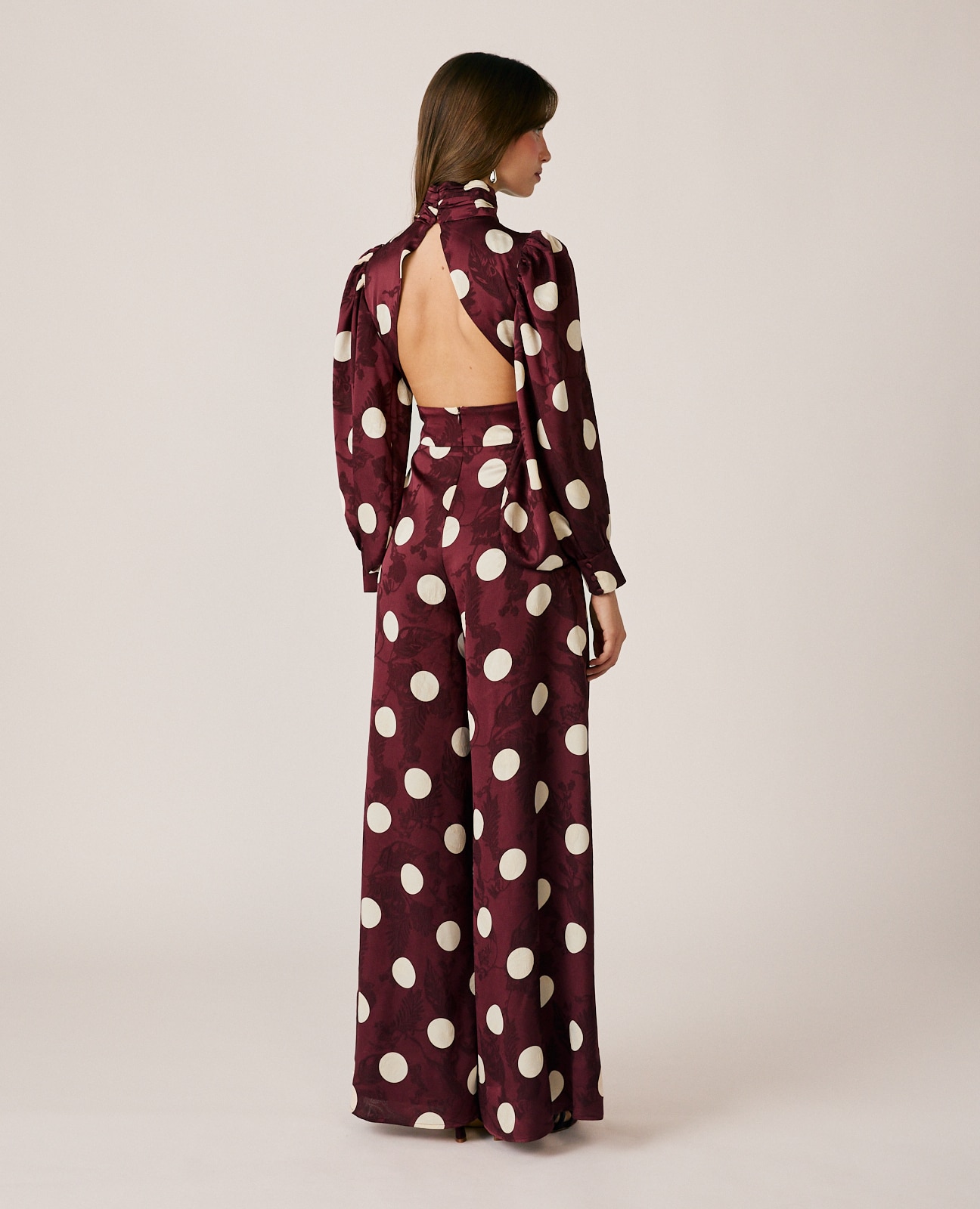 Mono largo de mujer en jacquard con estampado floral - Alma en Pena - Burdeos Burdeos-7