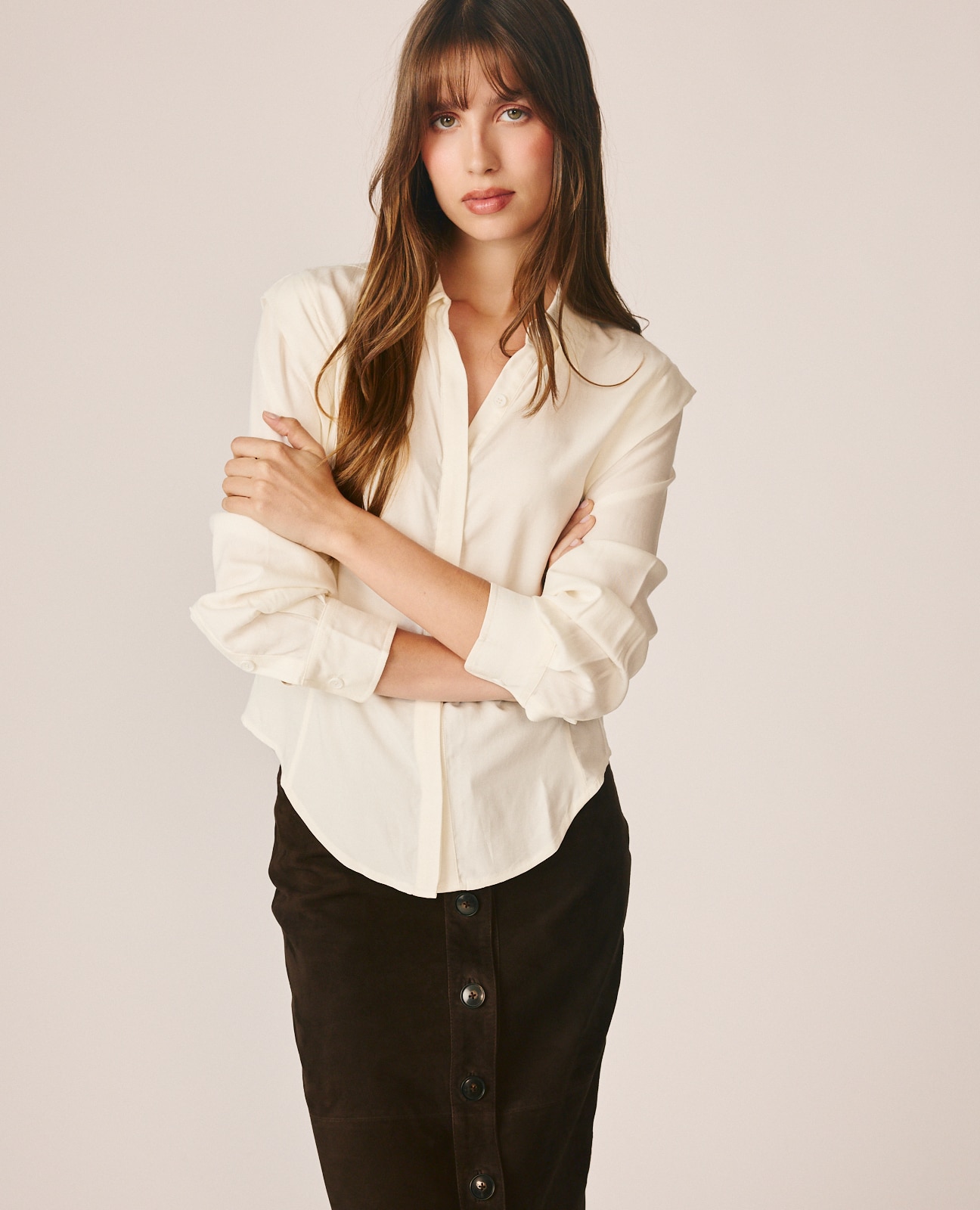 Blusa de mujer elástica con cierre abotonado - Alma en Pena - Blanco Blanco-4
