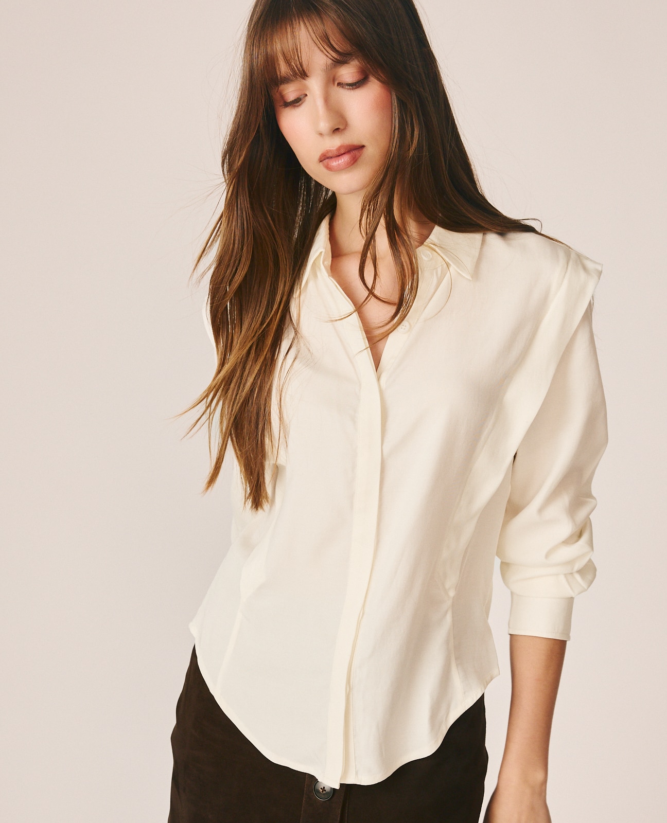 Blusa de mujer elástica con cierre abotonado - Alma en Pena - Blanco Blanco-5