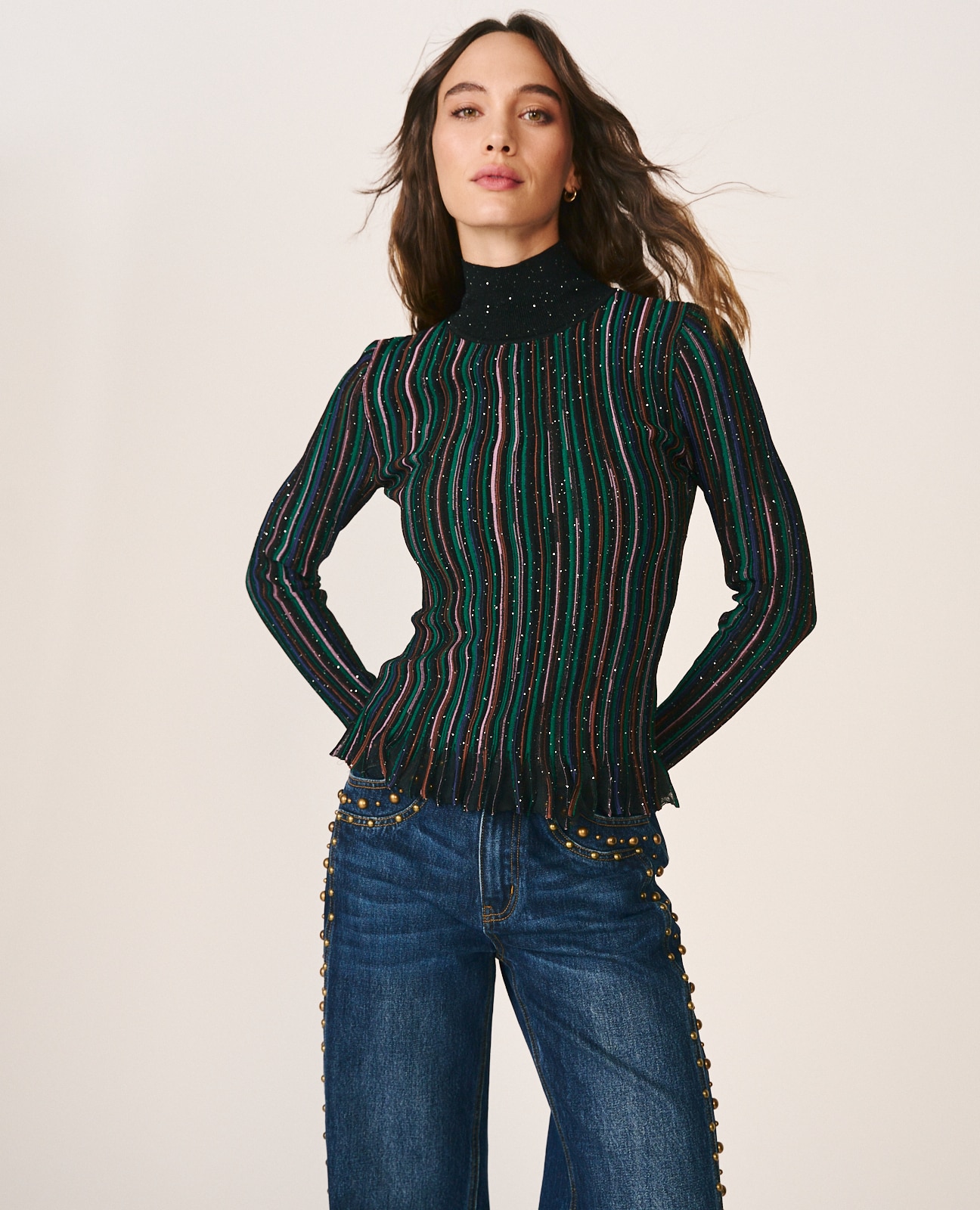 Top de mujer canalé con cuello perkins y volantes - Alma en Pena - Multicolor Multicolor-4