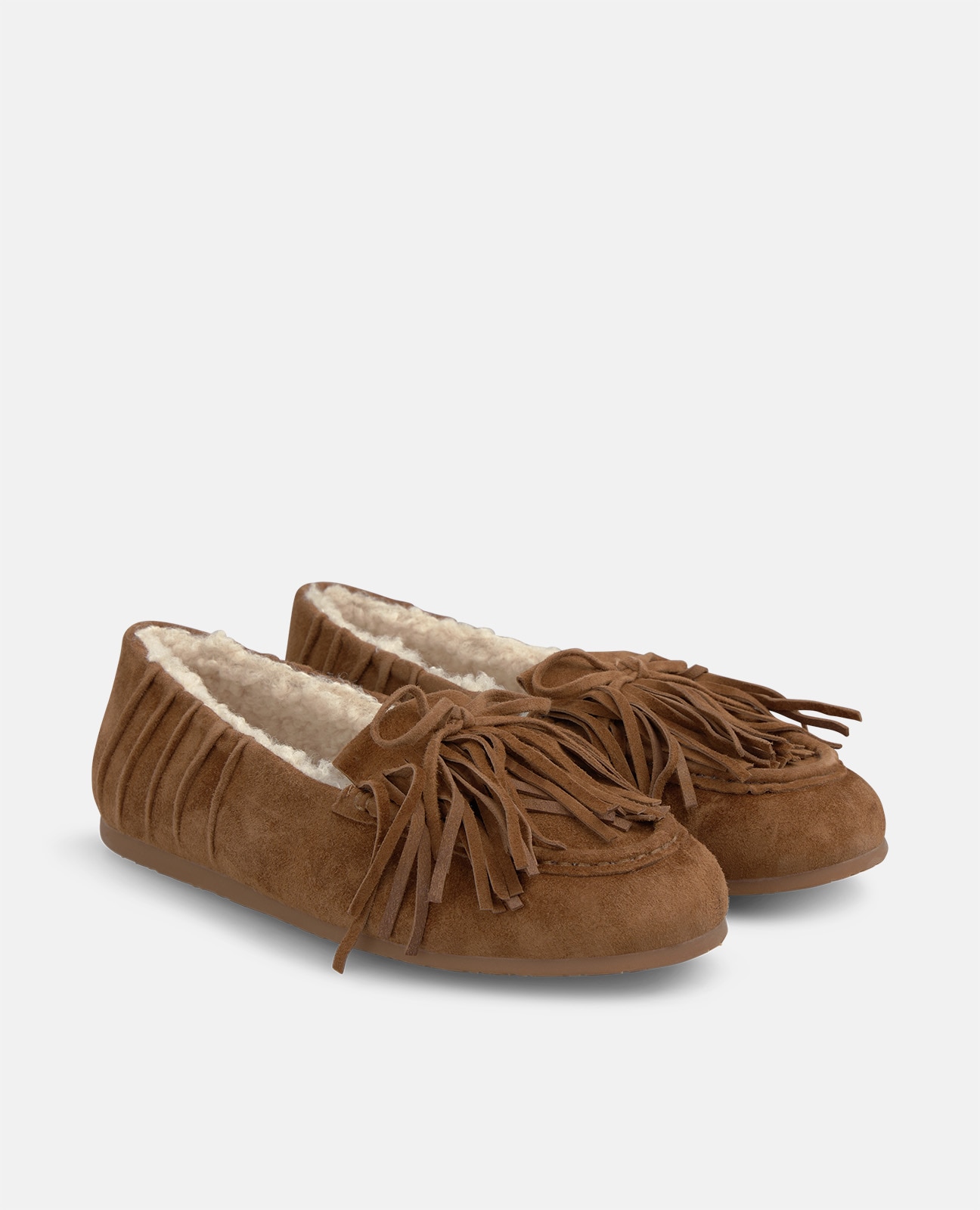 Mocasines planos de mujer en ante con flecos - Alma en Pena - Caramelo Caramelo-3