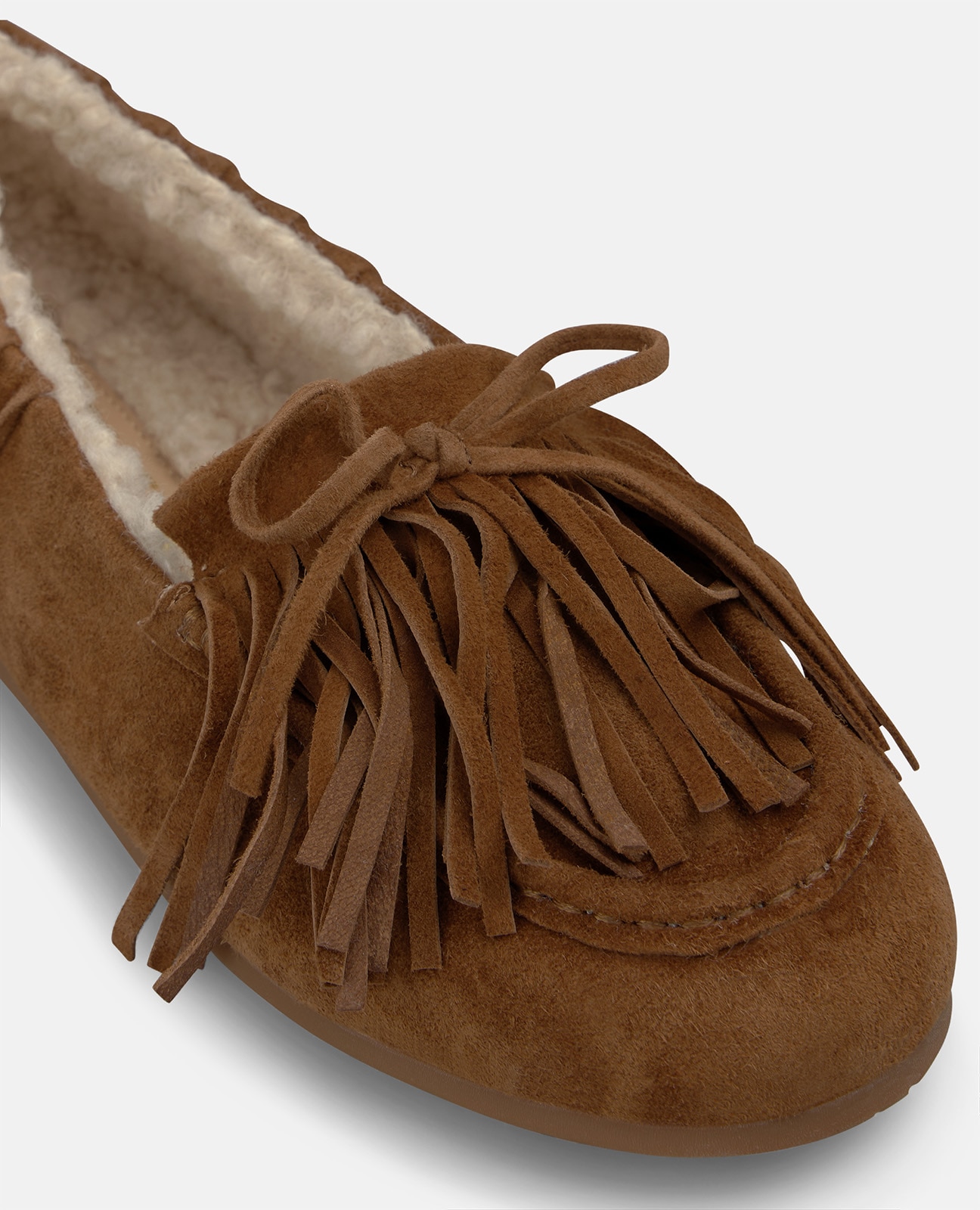 Mocasines planos de mujer en ante con flecos - Alma en Pena - Caramelo Caramelo-4